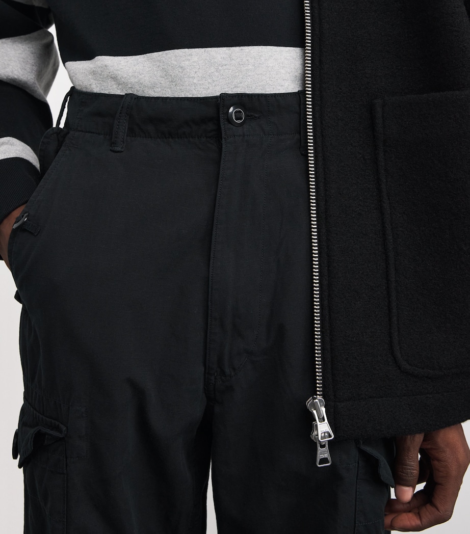 Ripstop Canvas Cargo Trousers BLACK Image 6