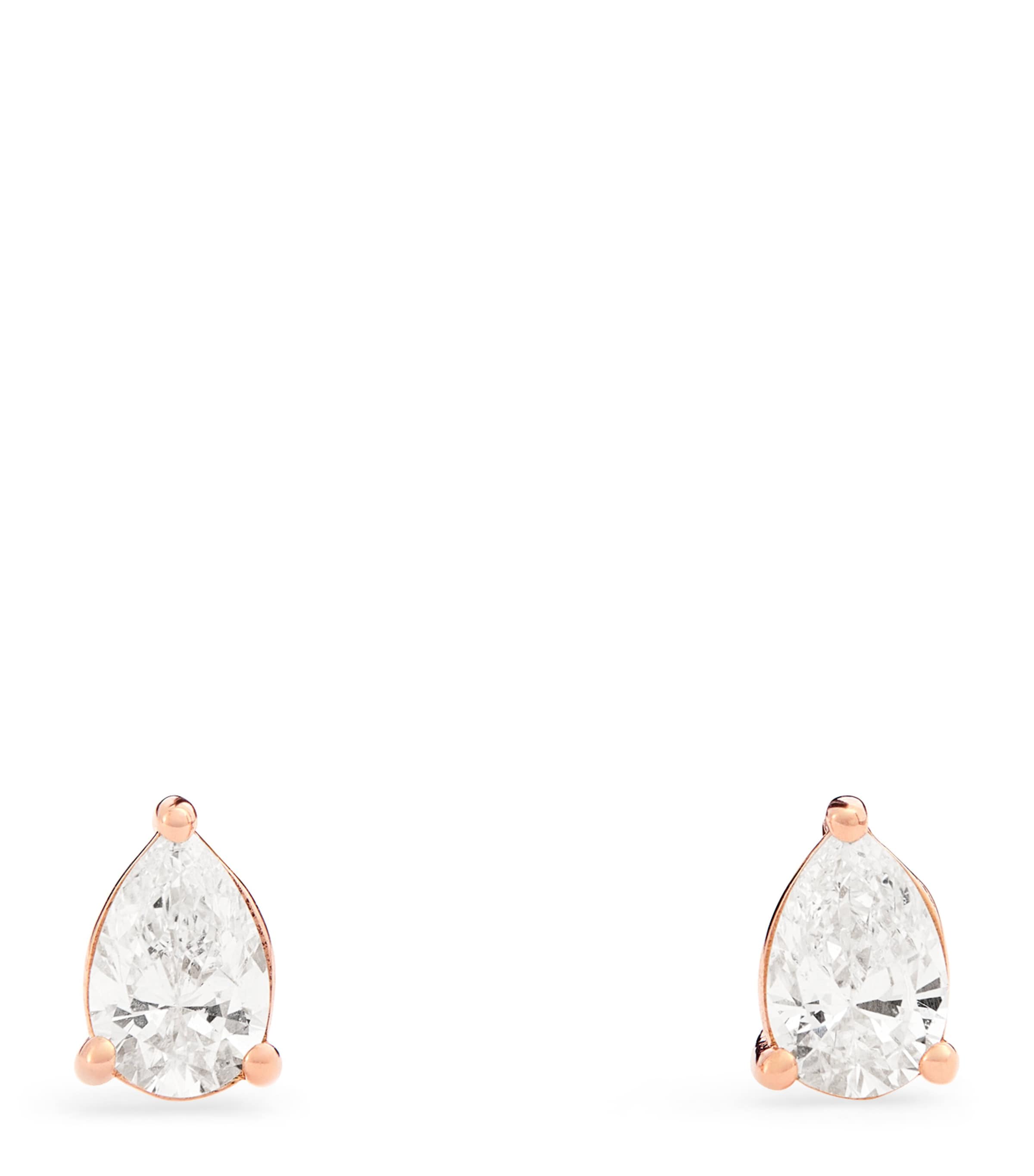 Harrods Rose Gold And Diamond Pear Stud Earrings In Gold