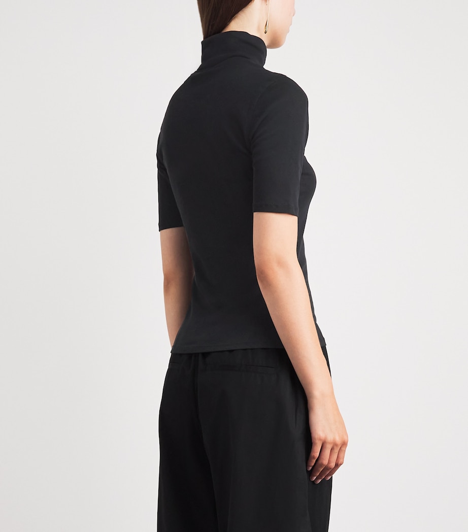 CAMILLA AND MARC Womens Cotton Dakota Funnel-Neck Top Dblk Black Image 5