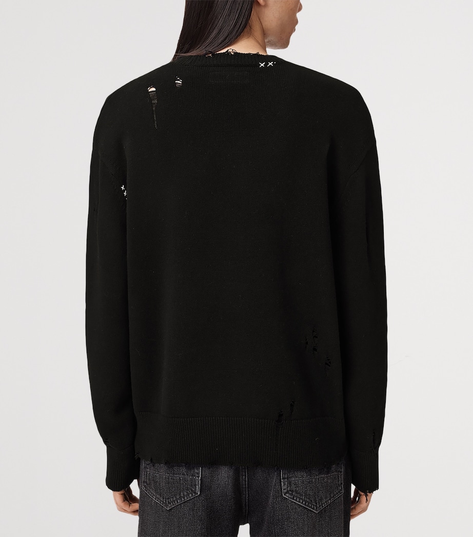 Cotton Distressed Theo Sweater BLACK Image 6