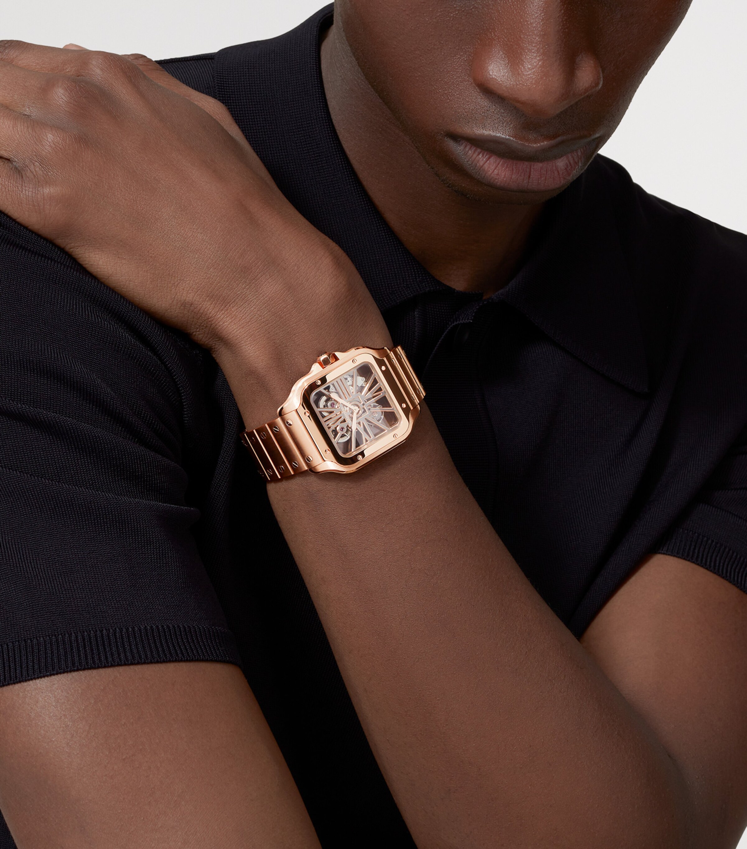 Cartier Large Rose Gold Santos de Skeleton Watch 28mm Rose Gold Image 2