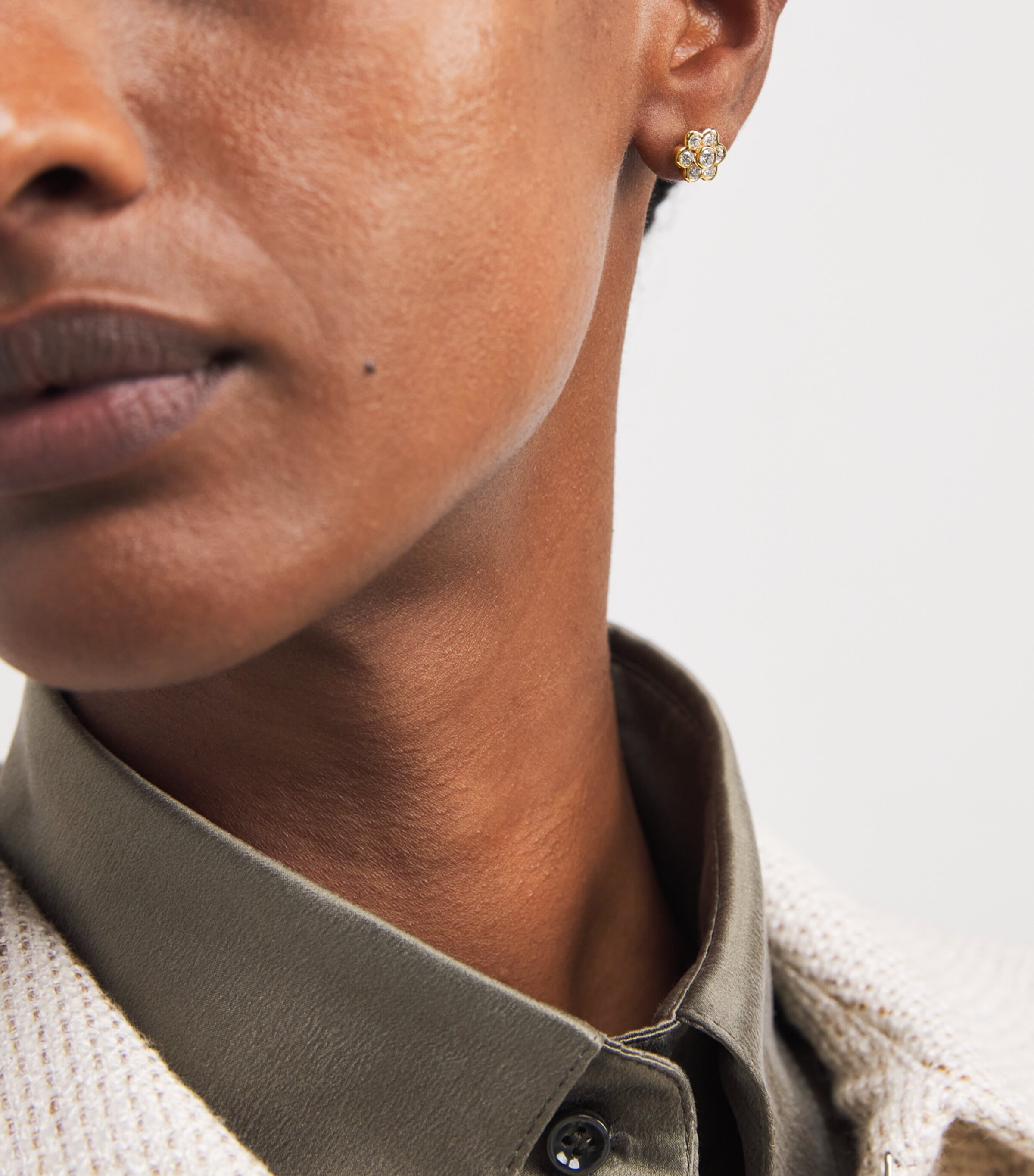 Yellow Gold and Diamond Flora Stud Earrings YELLOW GOLD Image 2