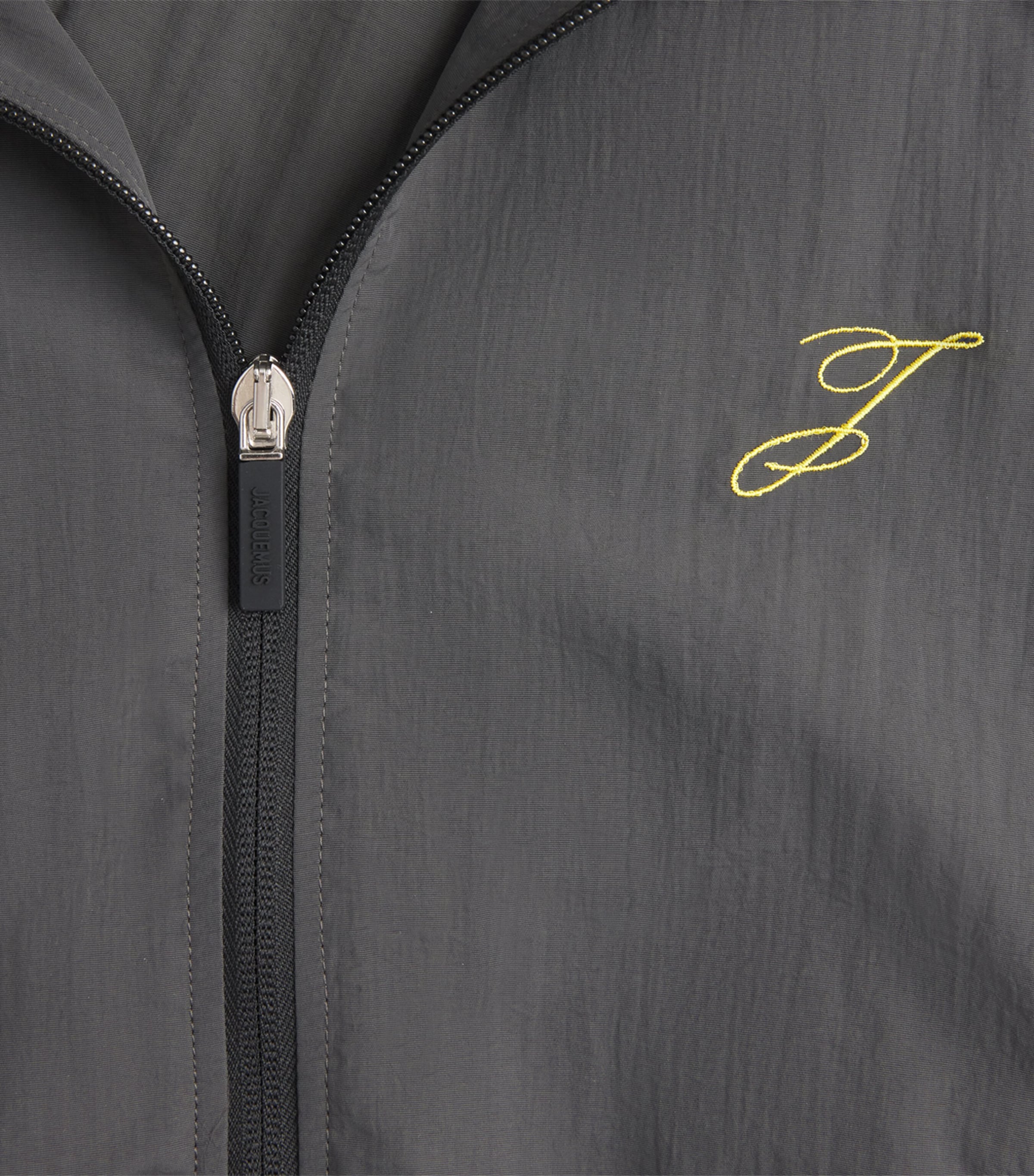 Jacquemus Mens Embroidered Initial Windbreaker Jacket Dark Grey Image 6