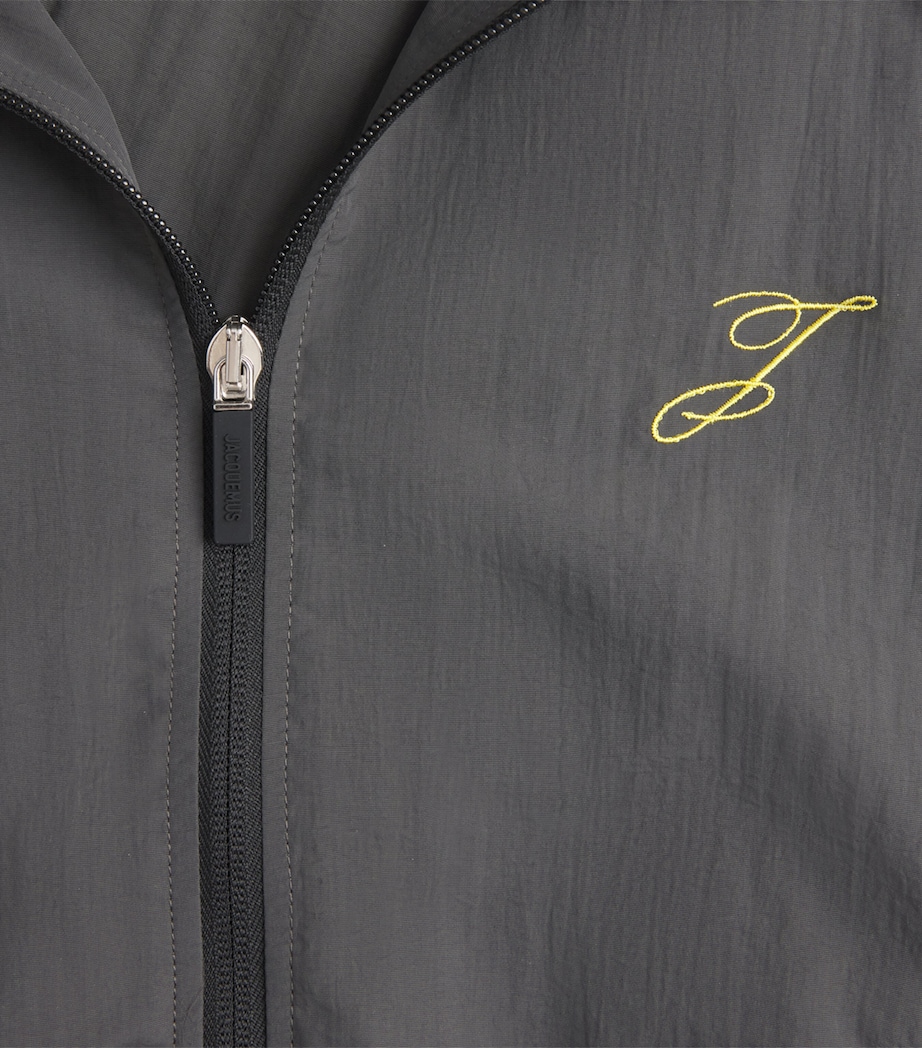 Jacquemus Mens Embroidered Initial Windbreaker Jacket Dark Grey Image 6