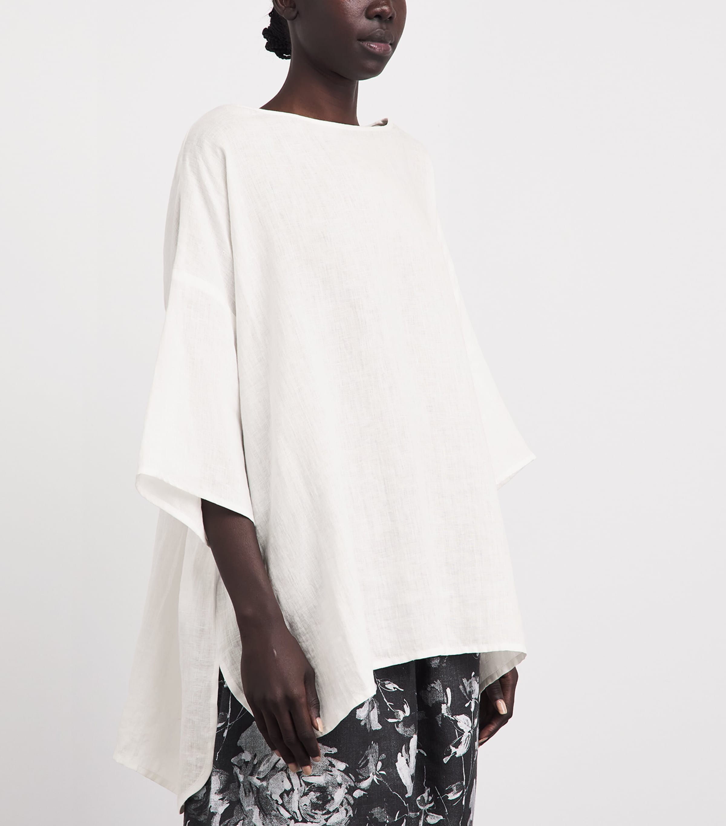 Eskandar Womens Linen Boat-Neck Blouse White Image 4