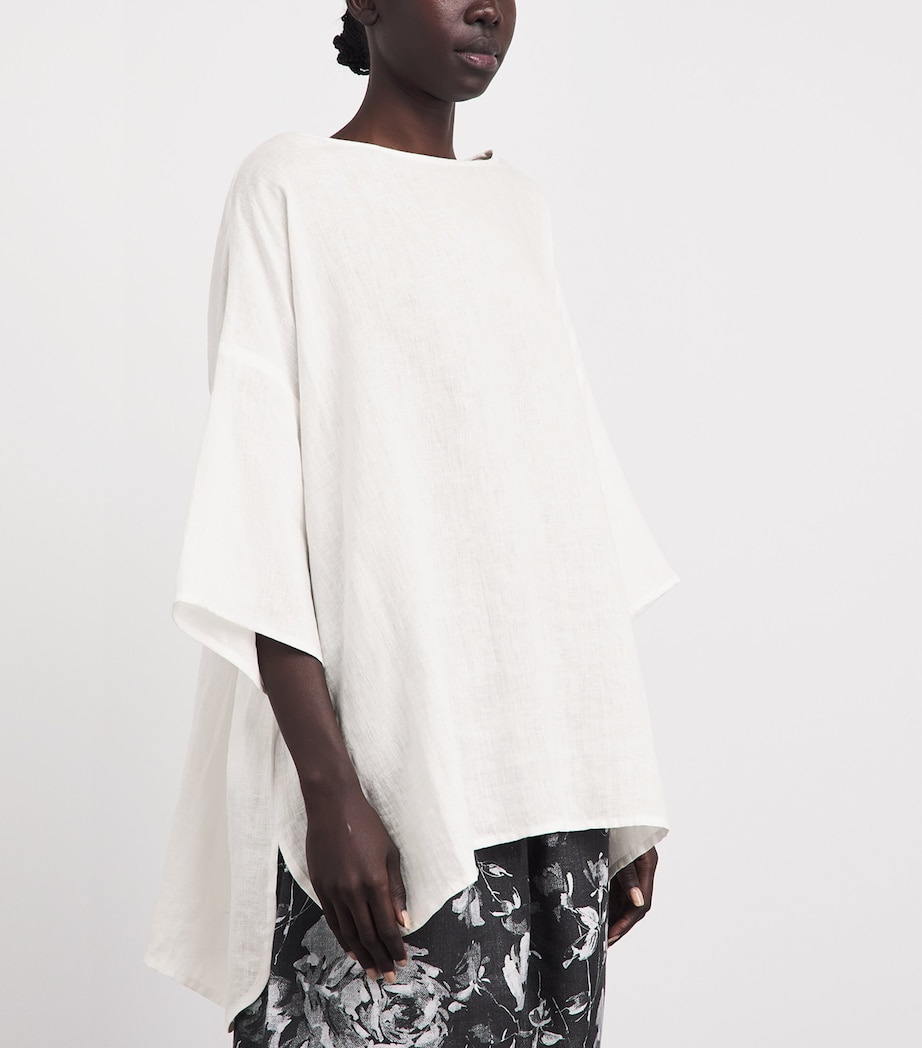 Eskandar Womens Linen Boat-Neck Blouse White Image 4