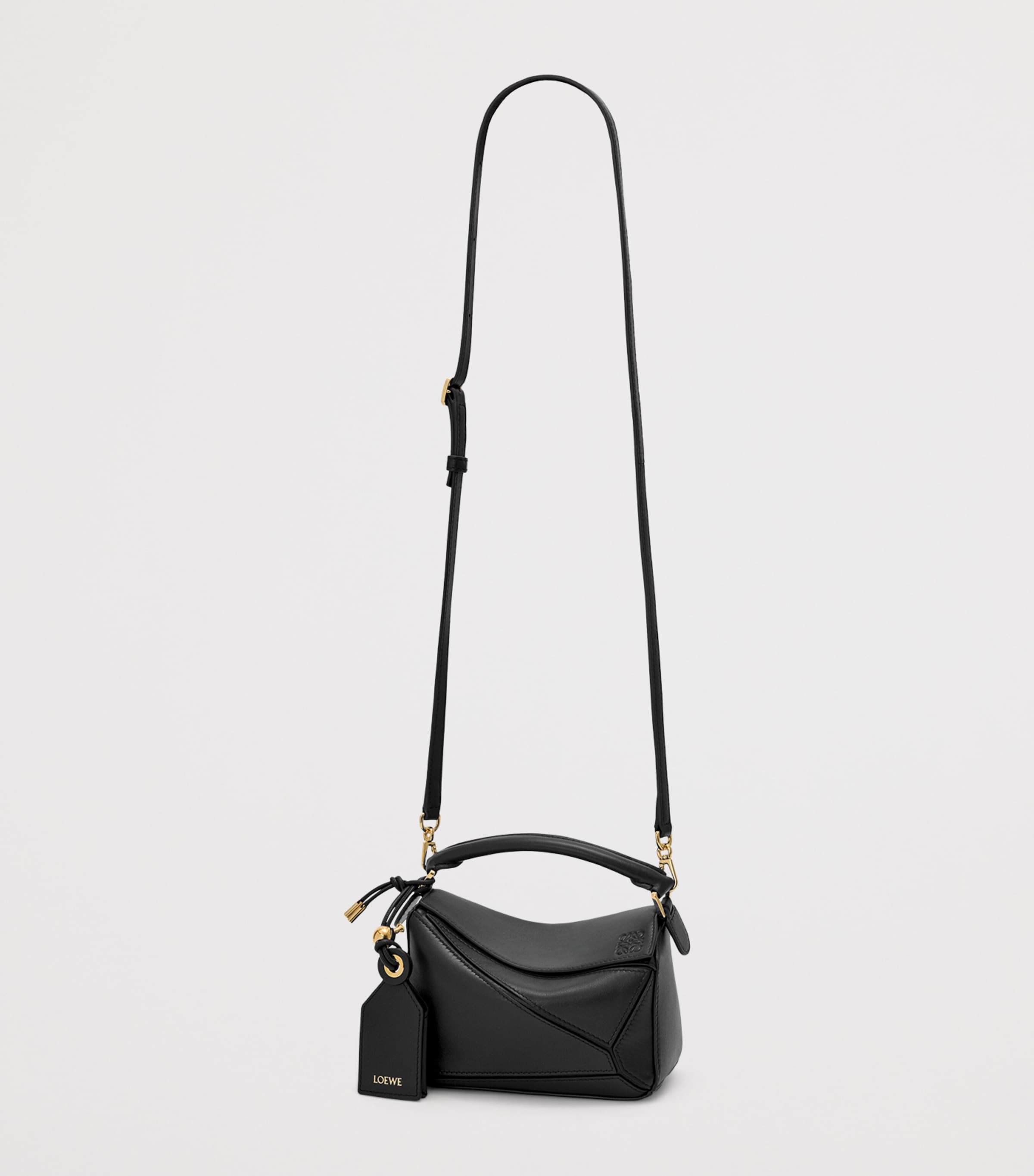 x Paula's Ibiza Mini Lambskin Puzzle Top-Handle Bag BLACK Image 7
