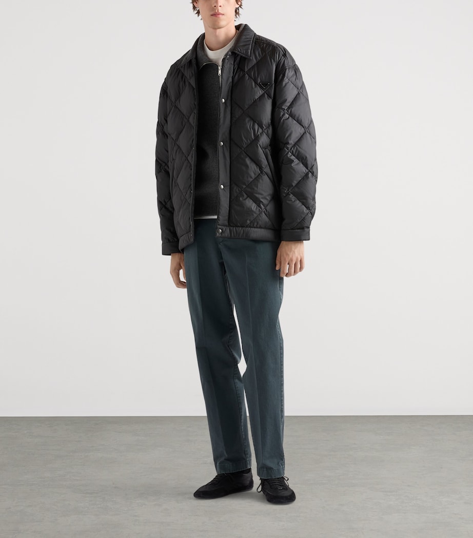 Prada Mens Technical Quilted Down Jacket Black Image 2