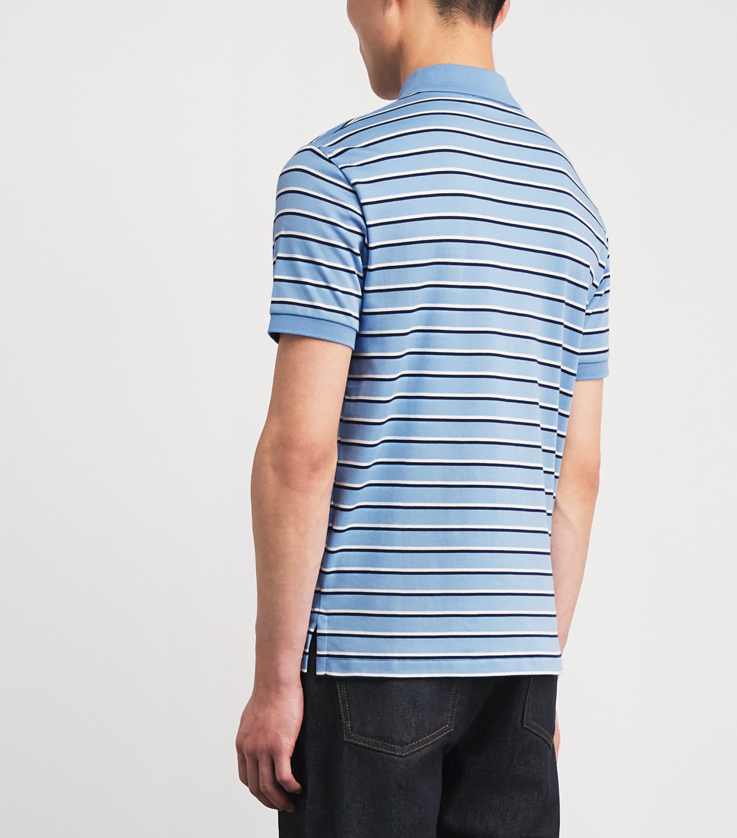 Pima Cotton Stripe Slim Polo Shirt SKY BLUE MULTI Image 4