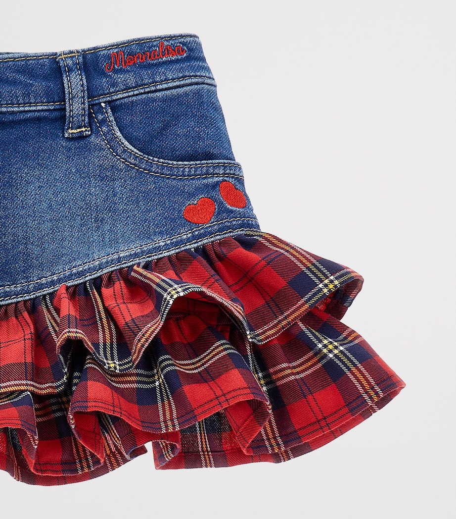Denim Tartan-Ruffle Mini Skirt (3-36 Months) BLU STONE DENIM Image 3