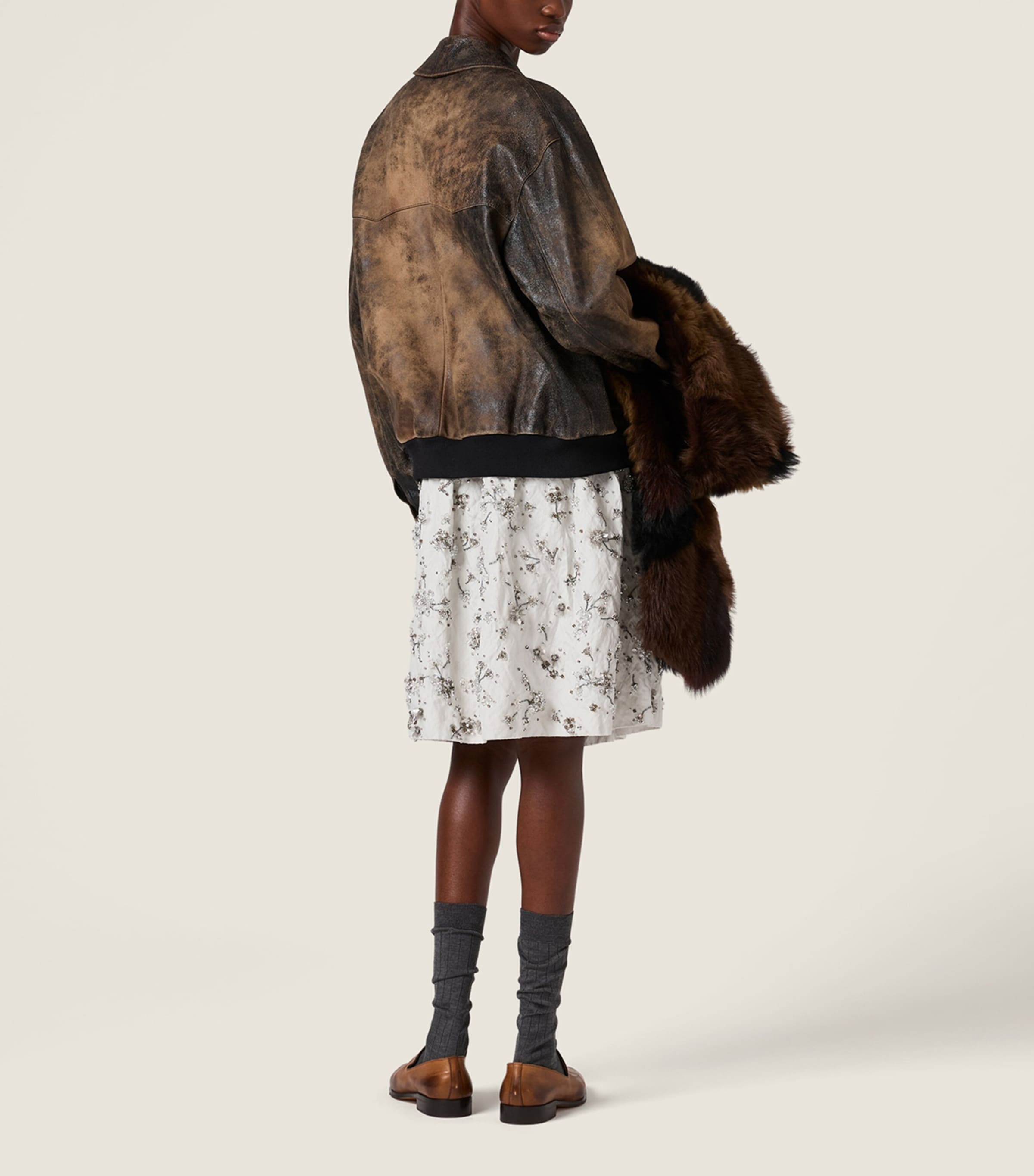 Miu Miu Womens Embroidered Duchesse Mini Skirt Image 3