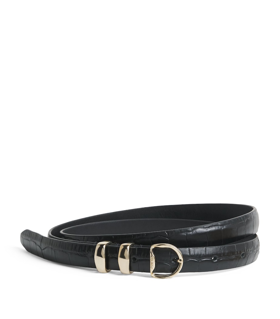 Sandro Paris Croc-Embossed Leather Buckle Belt Black Image 1