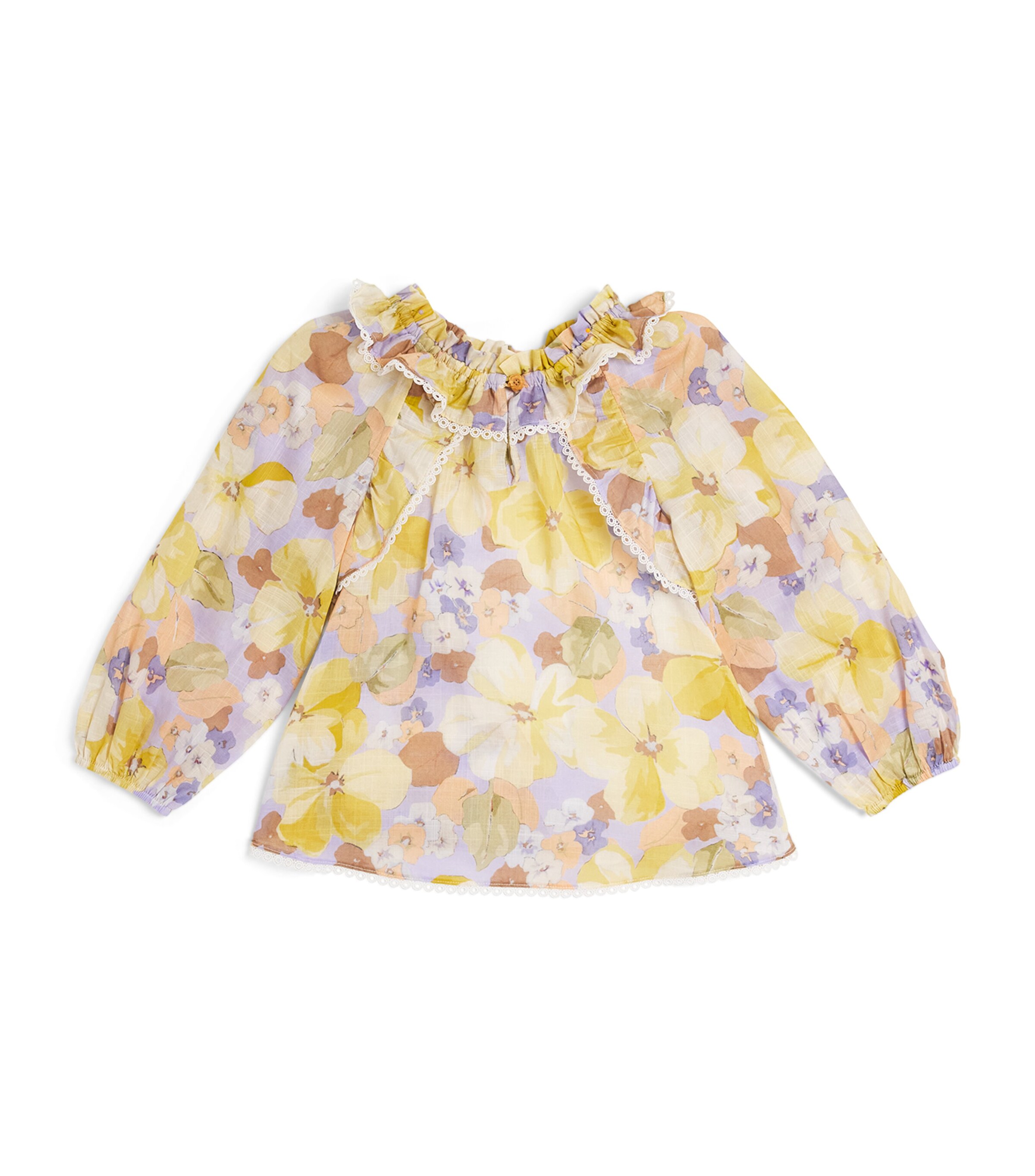 Zimmermann Pop Gathered-neck Blouse In Purple