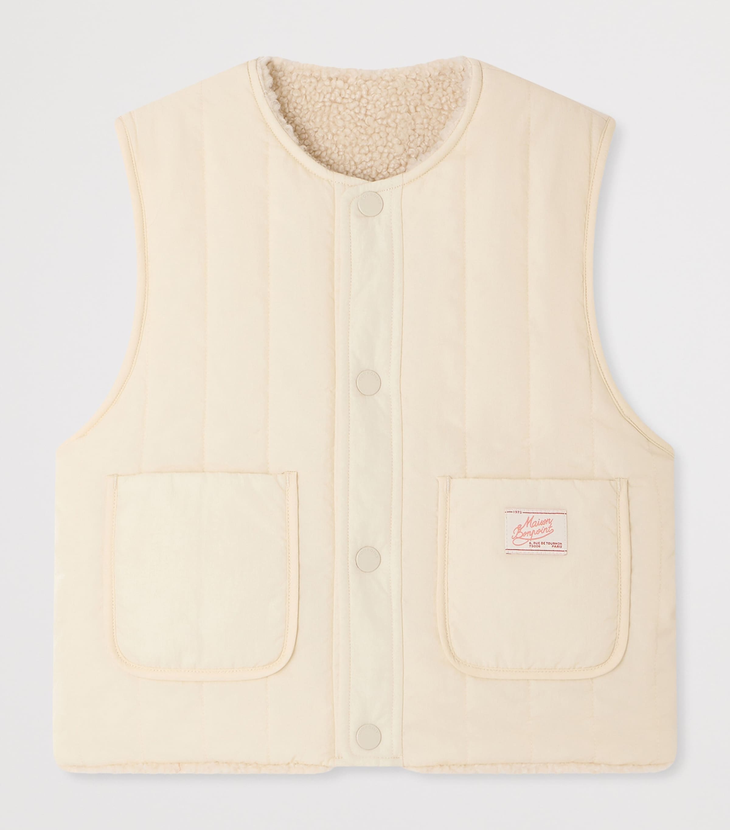 Bonpoint Quilted Maya Reversible Gilet (4-8 Years) Ecru Image 3