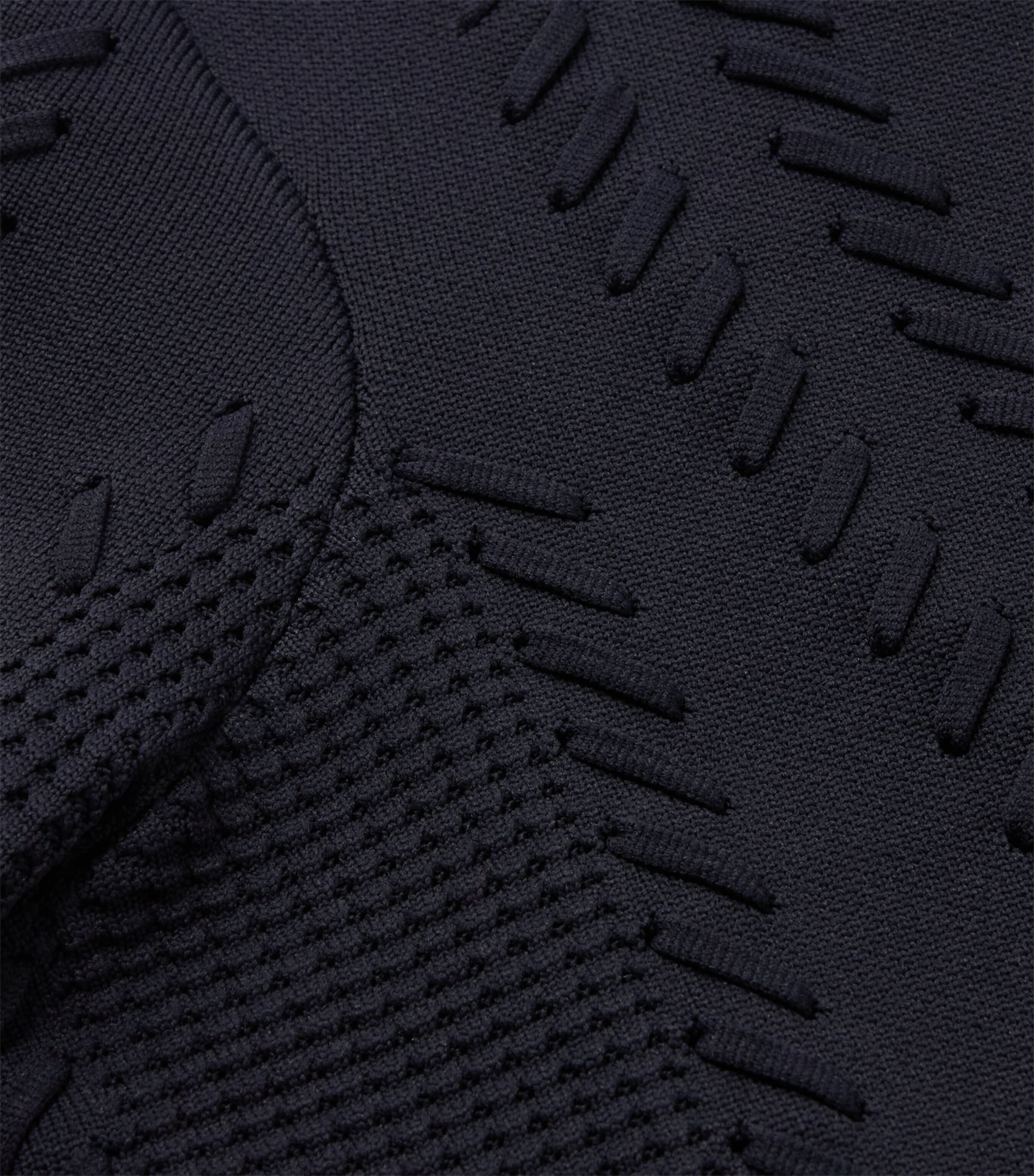 Pointelle Knit Lace Cropped Cardigan NAVY Image 2