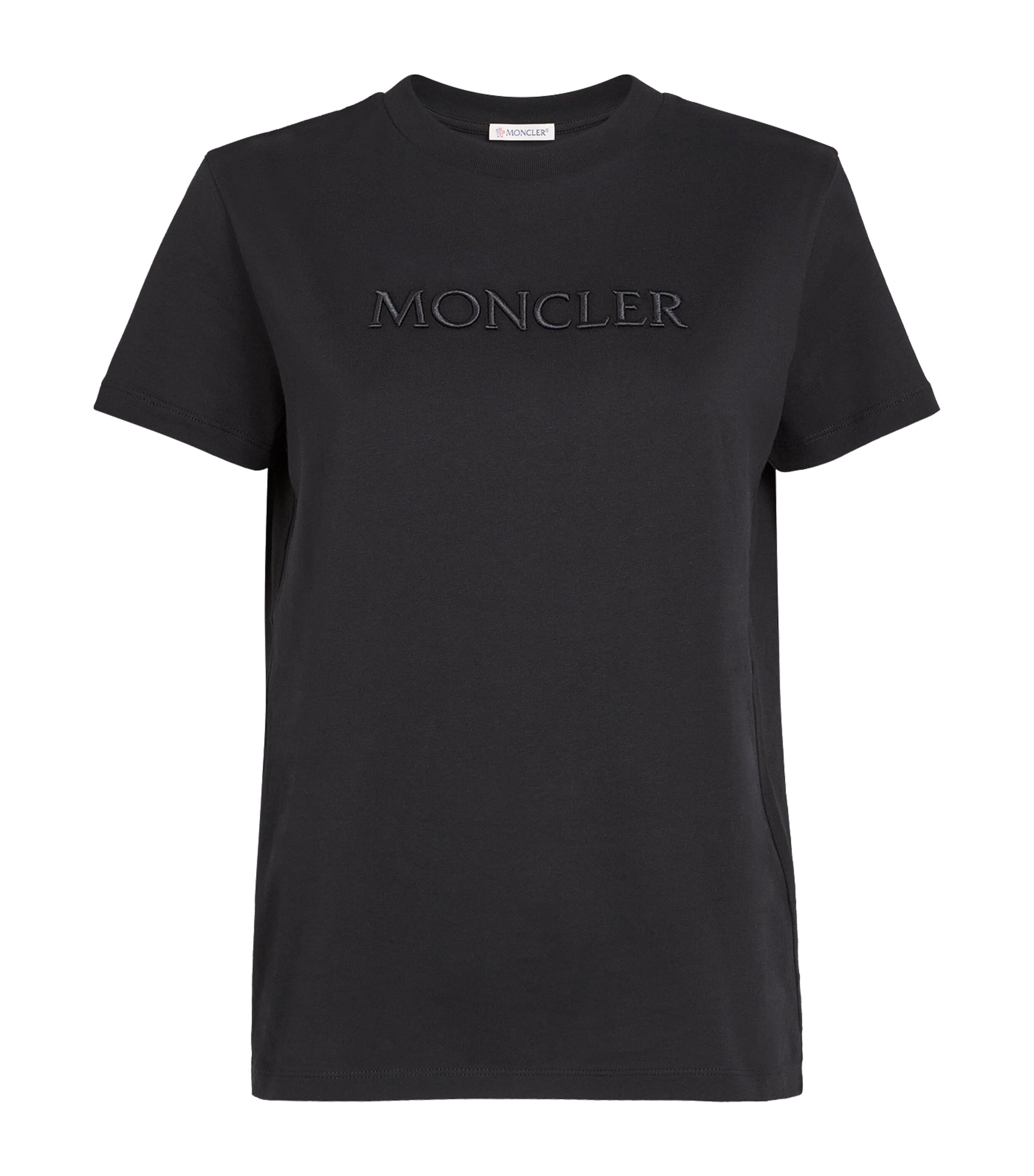 Moncler Embroidered Tonal Logo T-shirt In Black