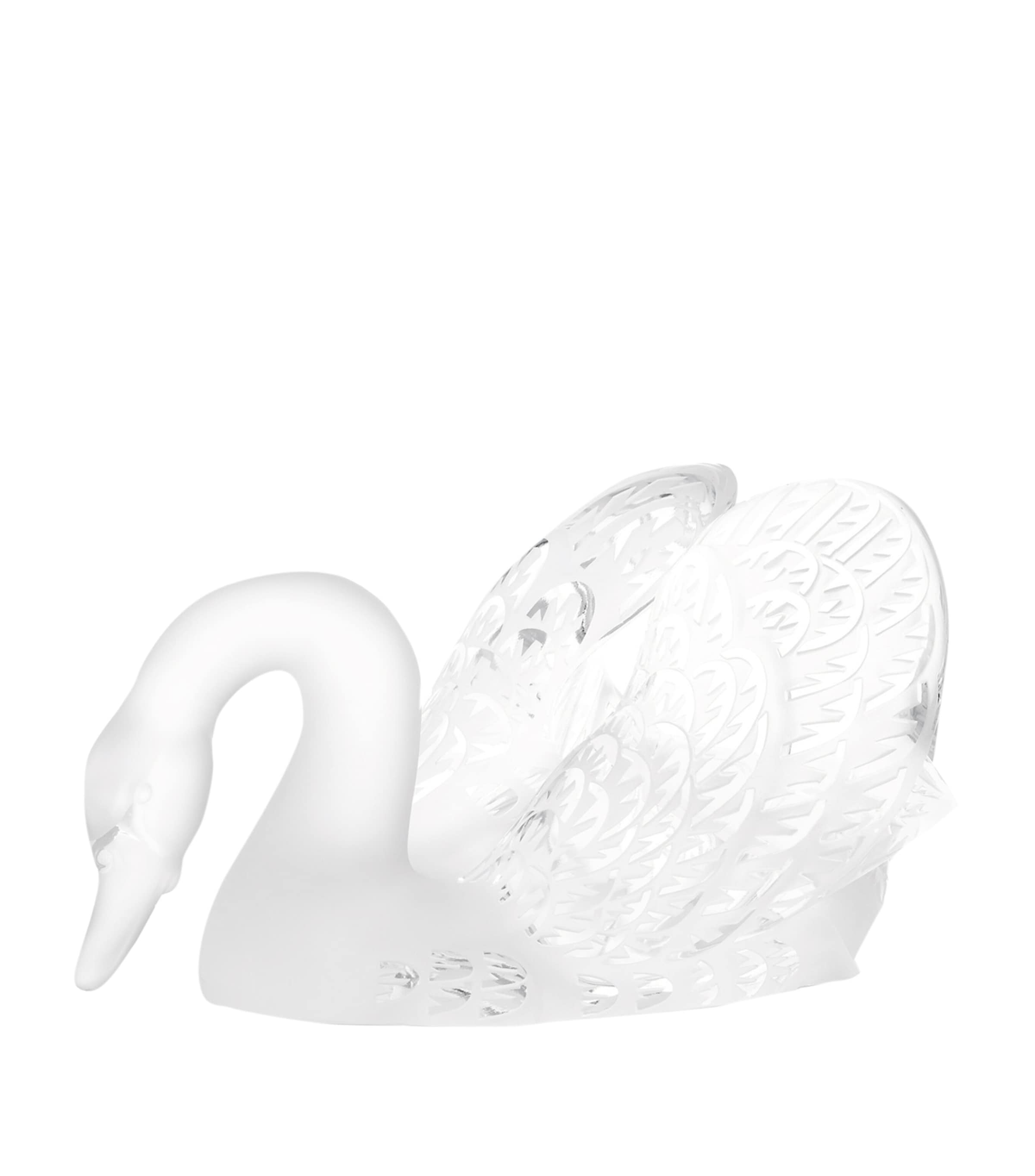 Lalique Swan Head Down Sculpture In Transparent