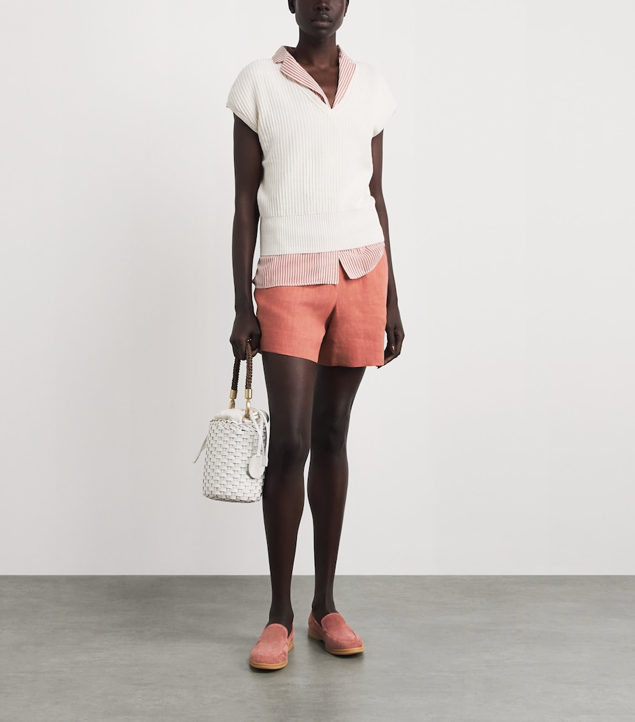 Eleventy Womens Linen Drawstring Shorts Lampone Image 2