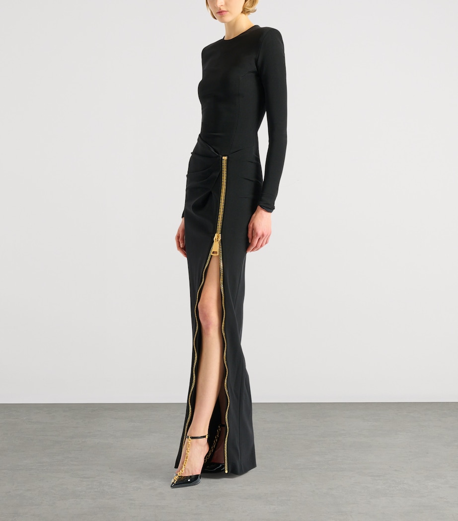 Balmain Womens Zip Slit Dress Noir Image 2