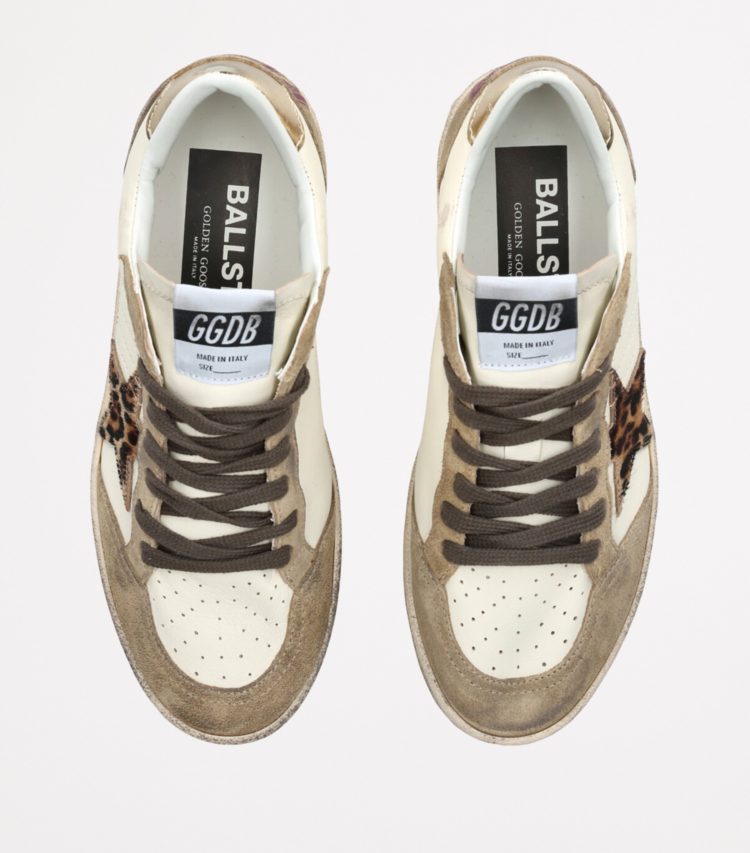 Golden Goose Suede-Leather Pony Hair-Trim Ball Star Sneakers White/comb Image 4