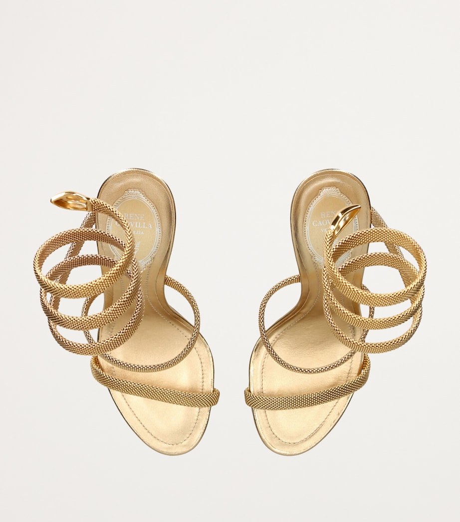 Leather Serpent Heeled Sandals 105 GOLD Image 6