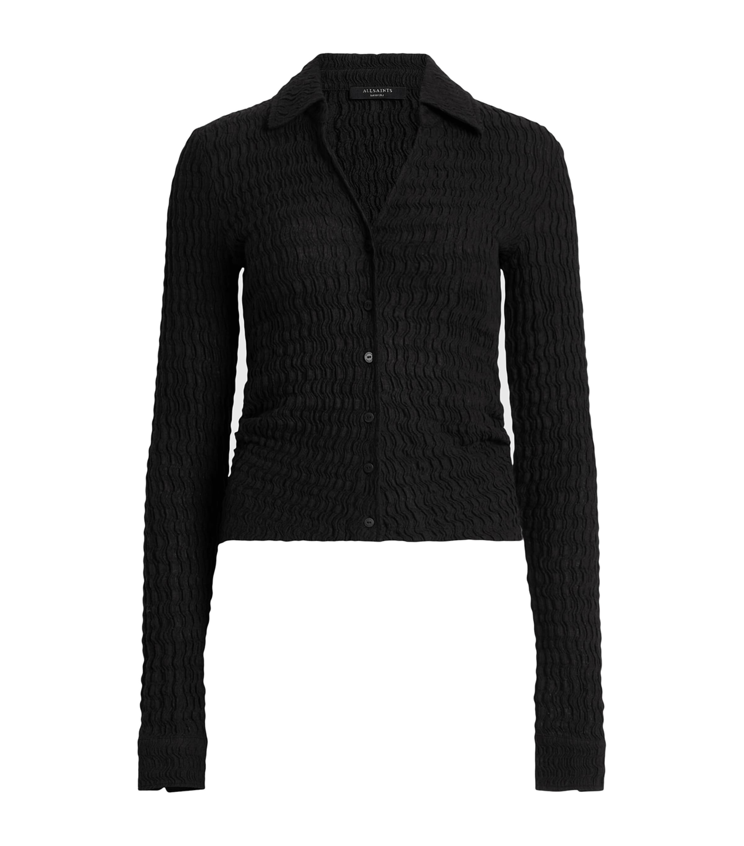 Shop Allsaints Textured Connie Shirt In Black