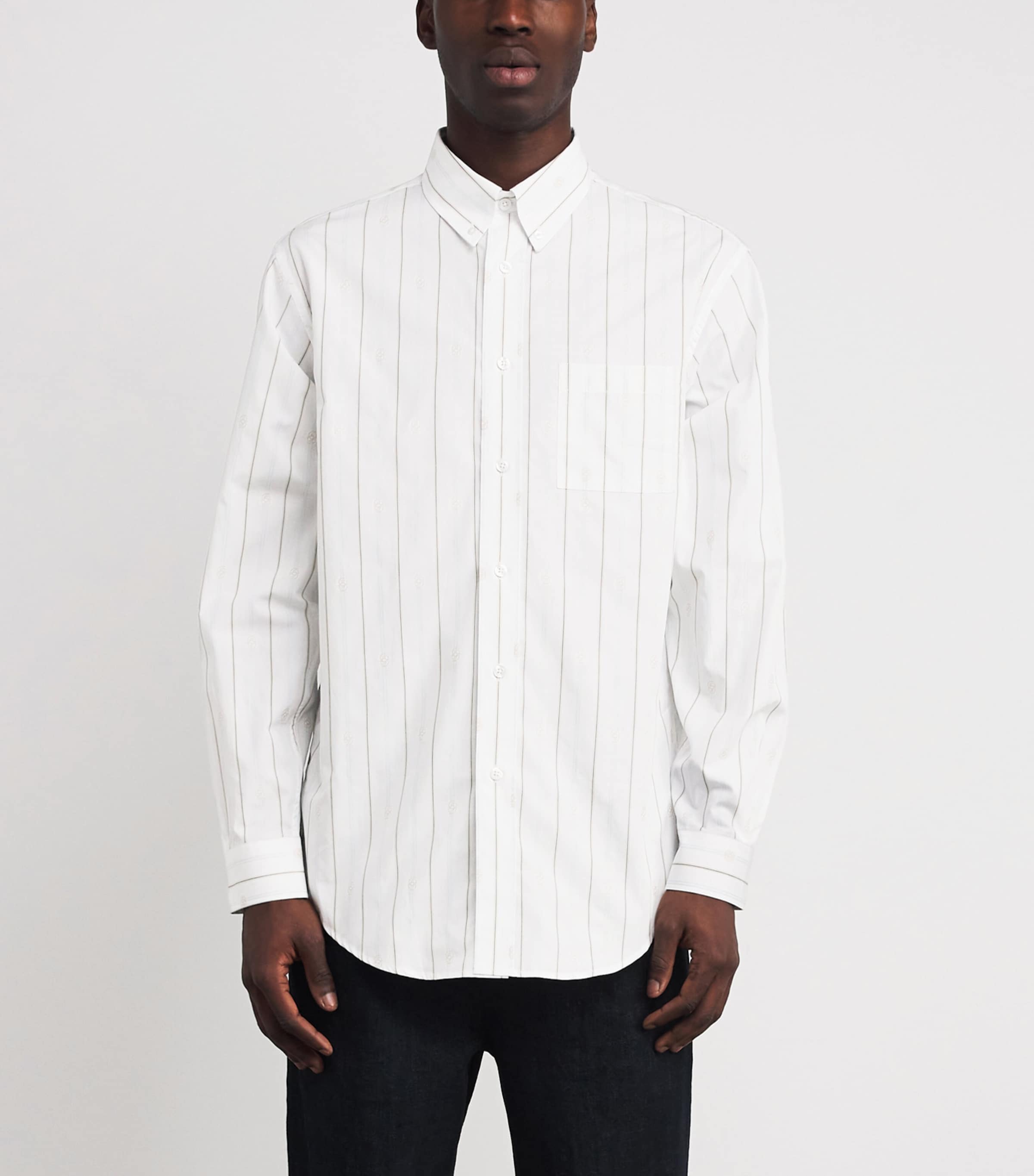 Cotton Stripe Monogram Shirt OFF WHITE Image 3