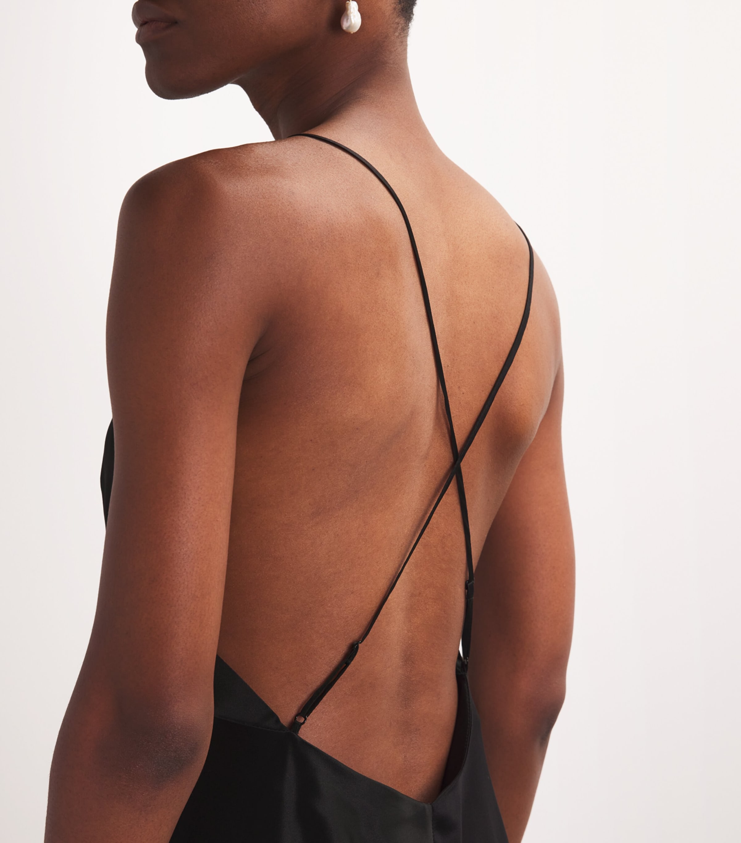 Silk Lace Midi Dress BLACK Image 4