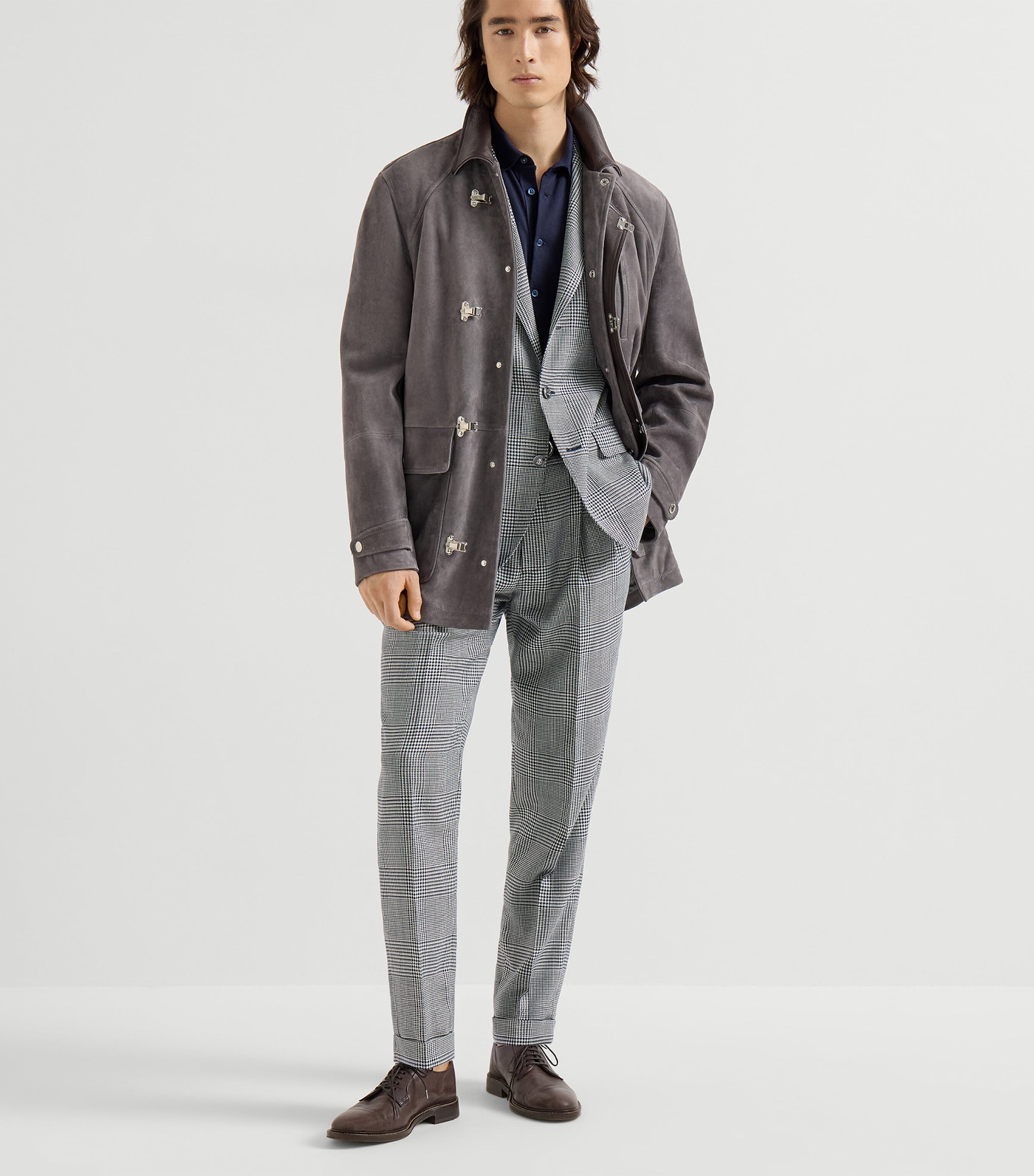 Virgin Wool-Blend Prince of Wales 2-Piece Suit C003 Image 4