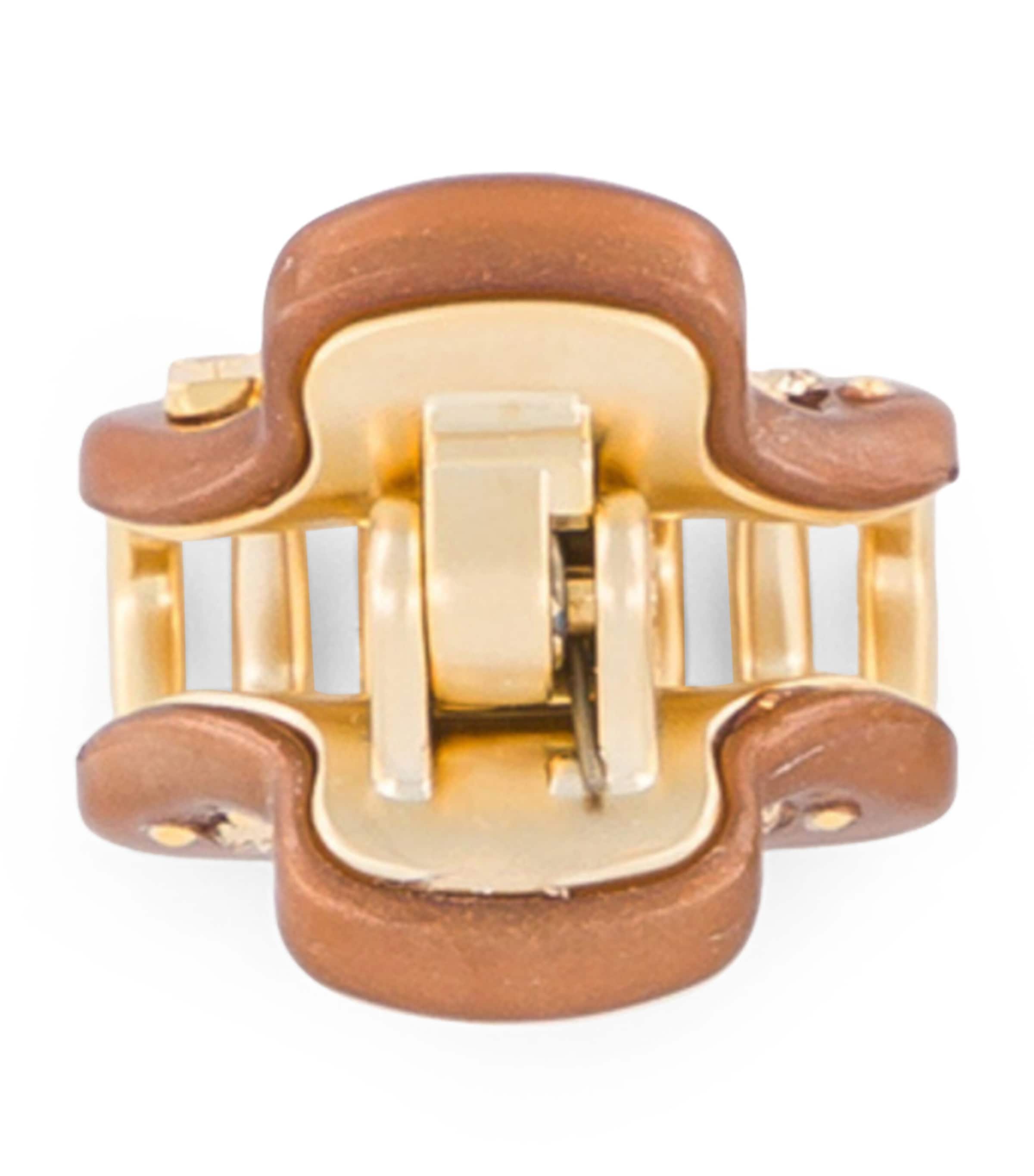 Gold-Plated Mini Claw Hair Clip X4- PAIL BRUN/OR Image 3