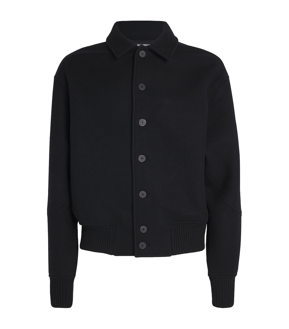 Virgin Wool Bomber Jacket BLACK Image 1