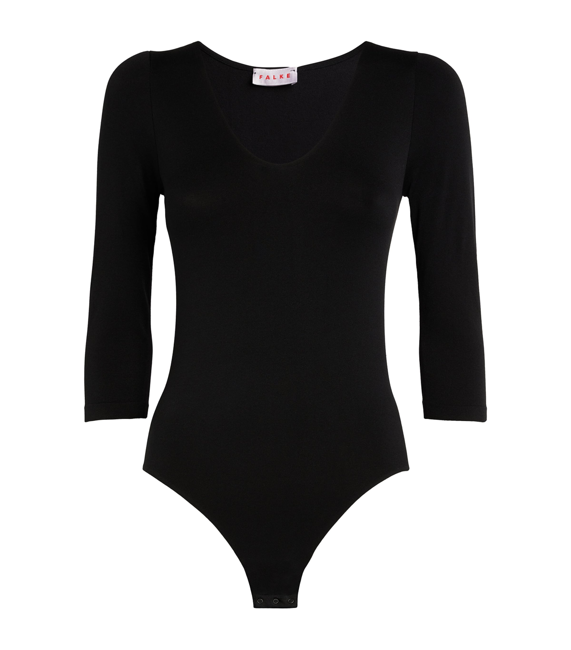 Falke Cropped-sleeve V-neck Bodysuit In Black