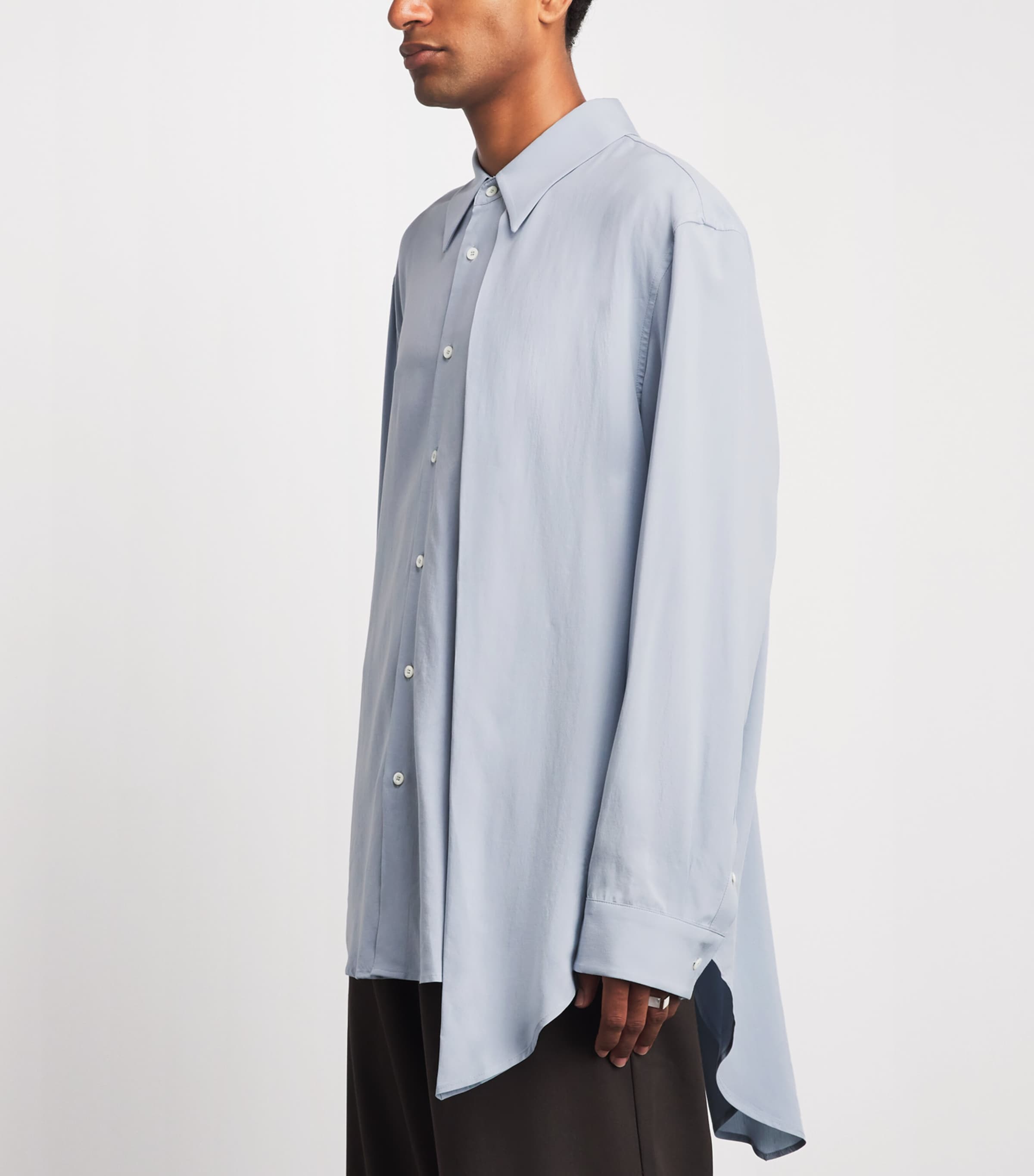 System Mens Asymmetrical Shirt Smoke Blue Image 4