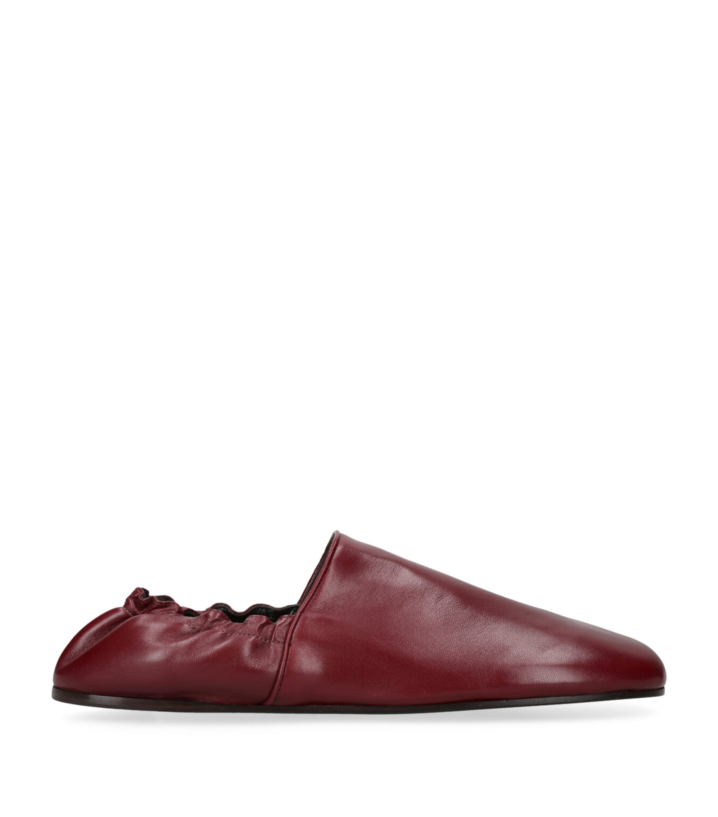 Khaite Leather Banks Flat Mules Wine Image 1