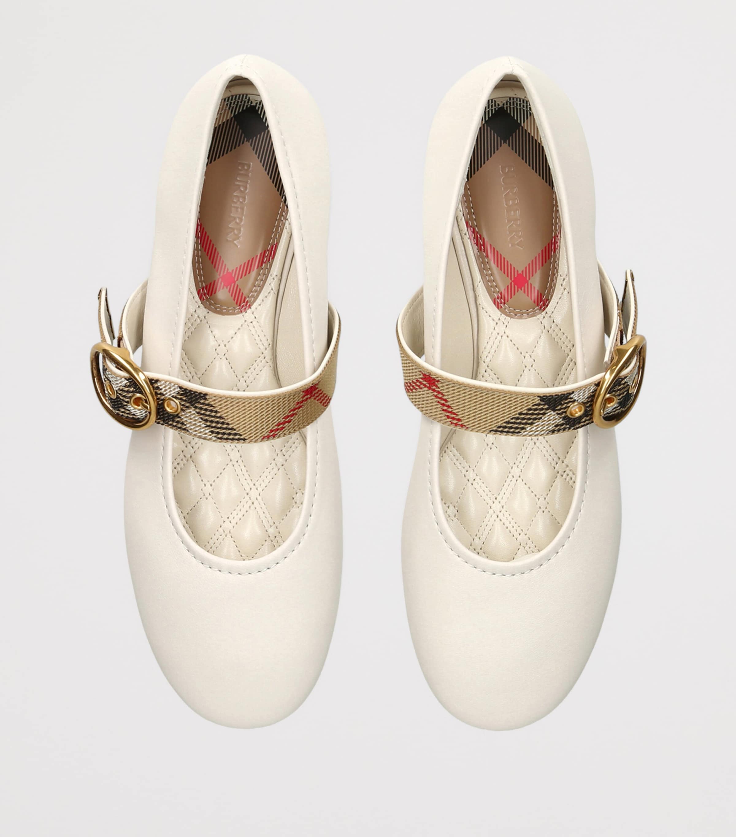 Burberry Leather Robin Ballet Flats Cream Image 3