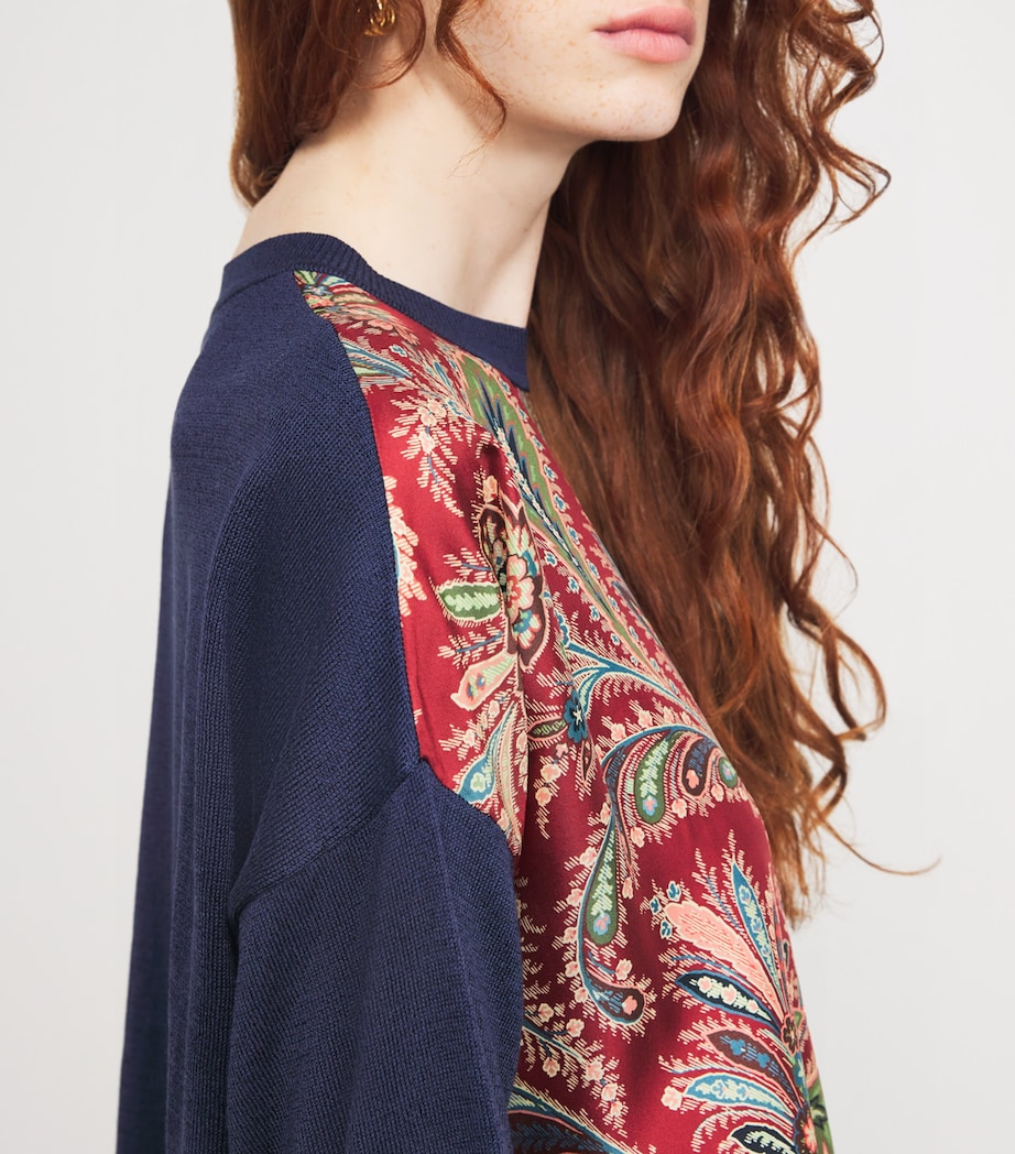 Silk-Trim Paisley Sweater X0866 Image 6