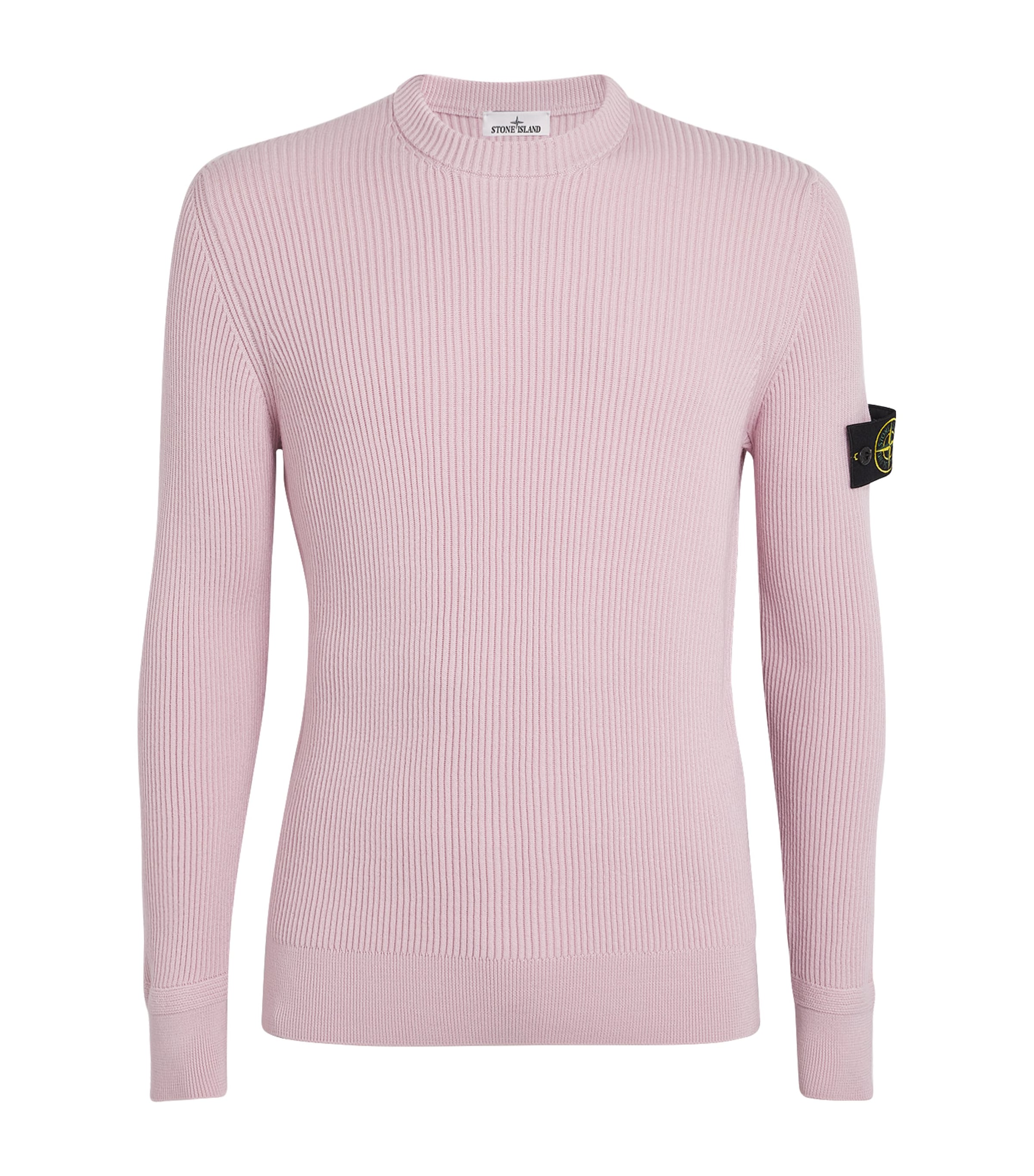 Stone Island Lambswool Crewneck Jumper Raised Seams In Pink