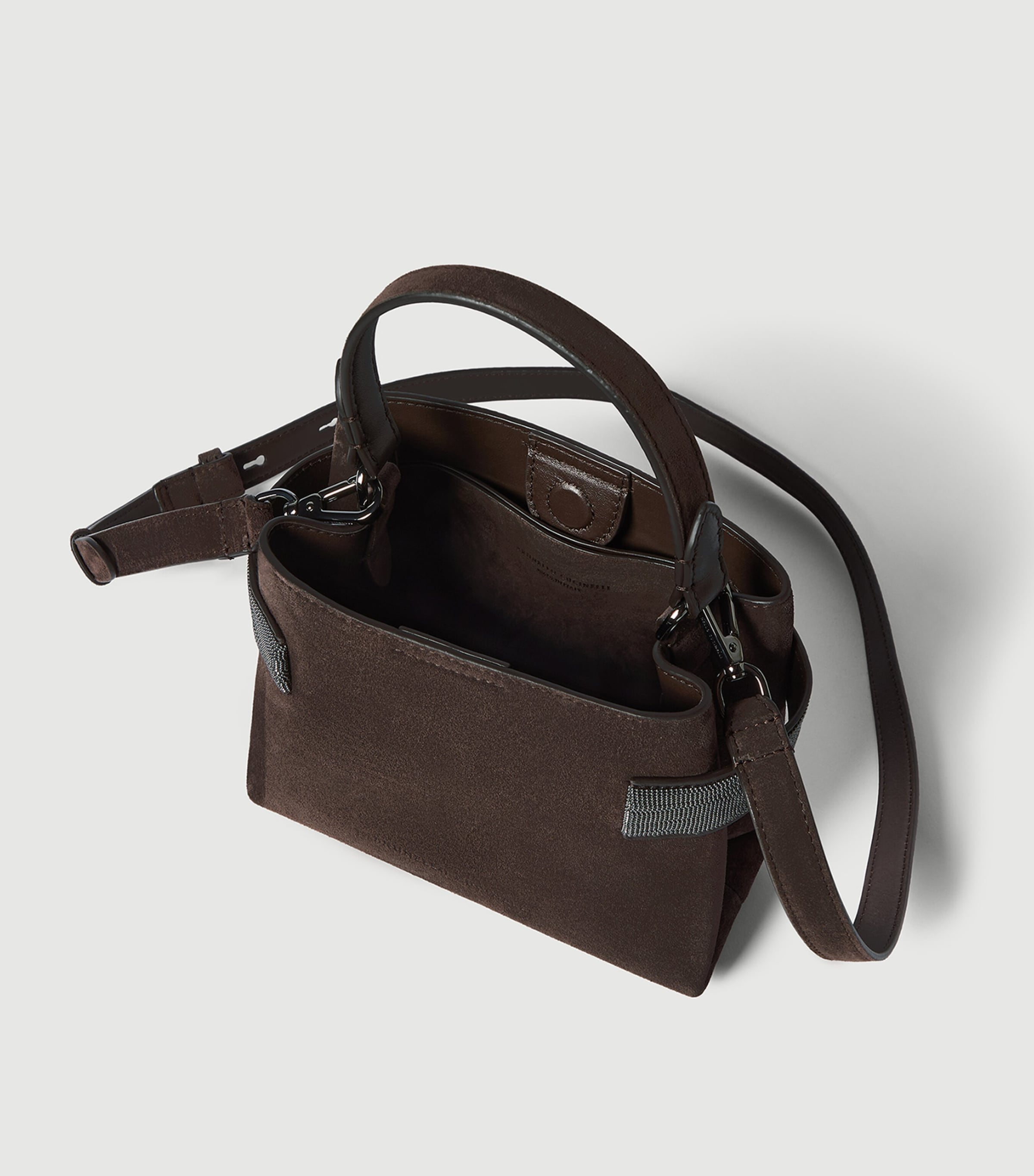 Brunello Cucinelli Small Suede Essence Top-Handle Bag Image 5