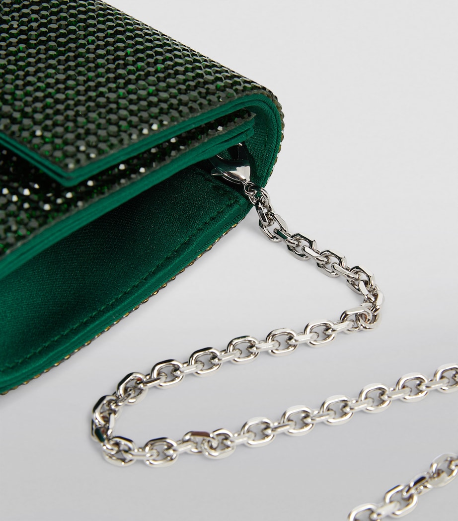 Satin Crystal-Embellished Perry Clutch Bag SEMER-SILVER EMERALD Image 6