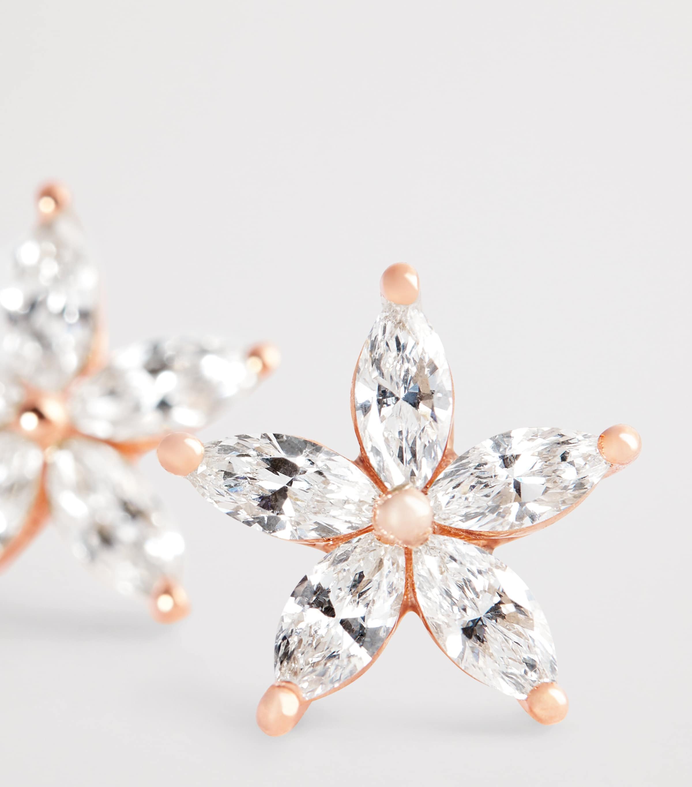 Rose Gold and Diamond Apple Seed Stud Earrings ROSE GOLD Image 6