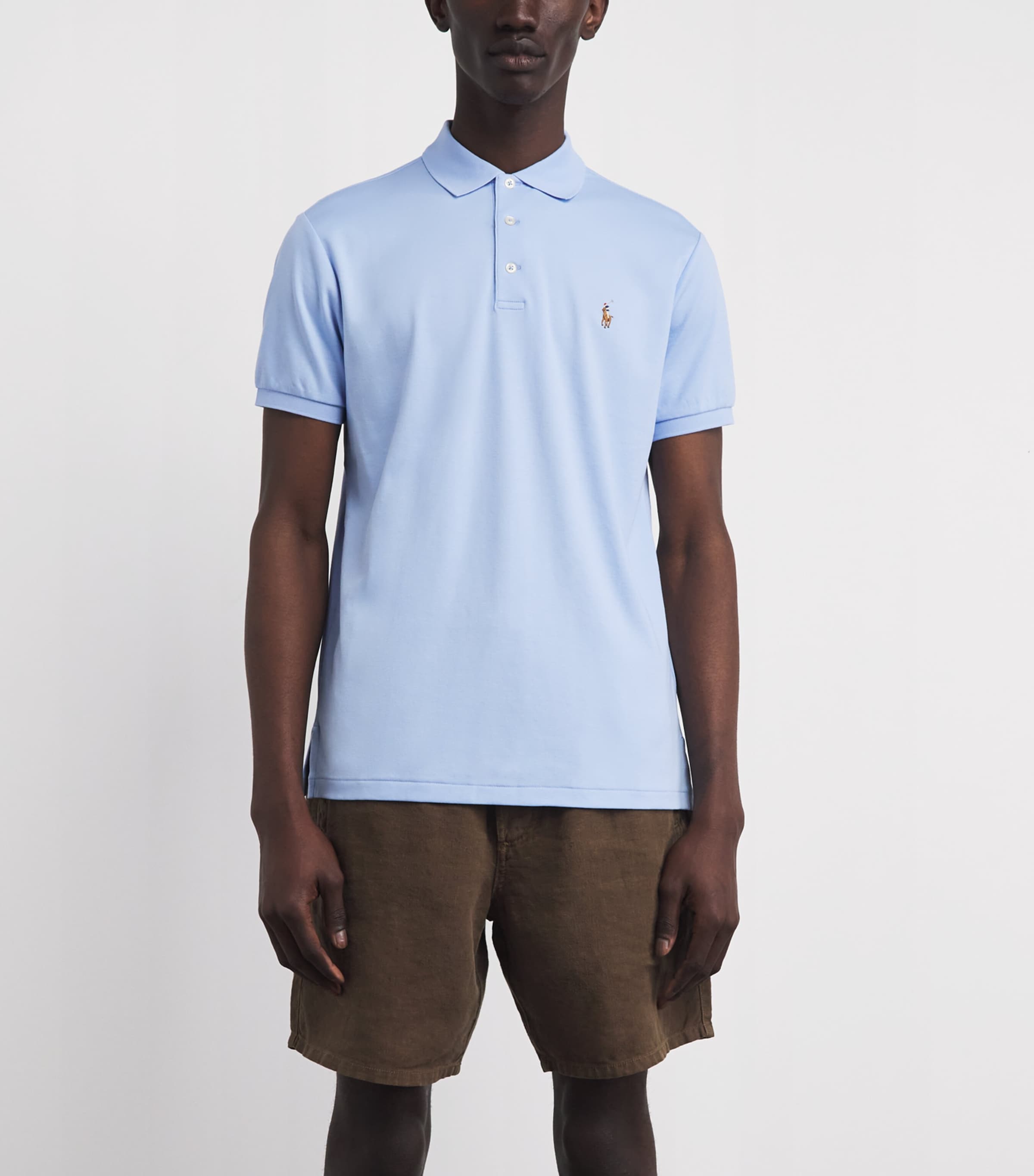 Polo Ralph Lauren Mens Cotton Slim-Fit Polo Shirt Pebble Blue Image 4