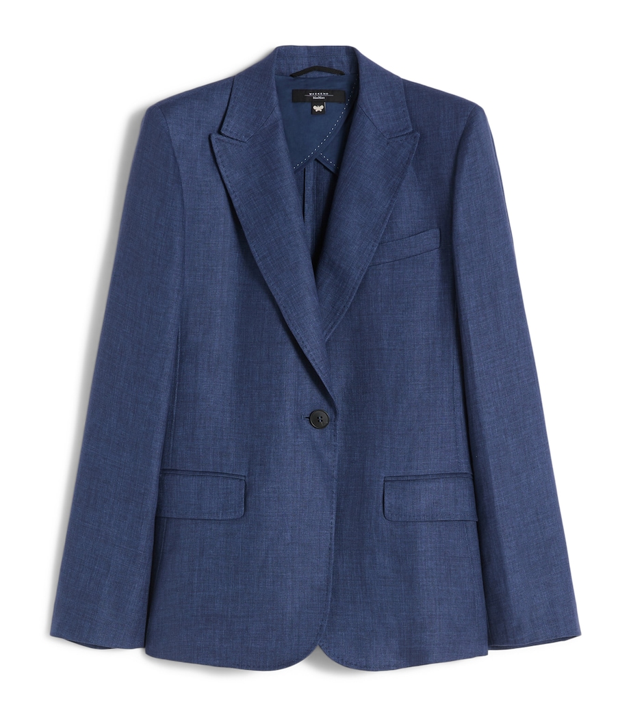 Weekend Max Mara Womens Linen Single-Breasted Blazer Navy Image 1