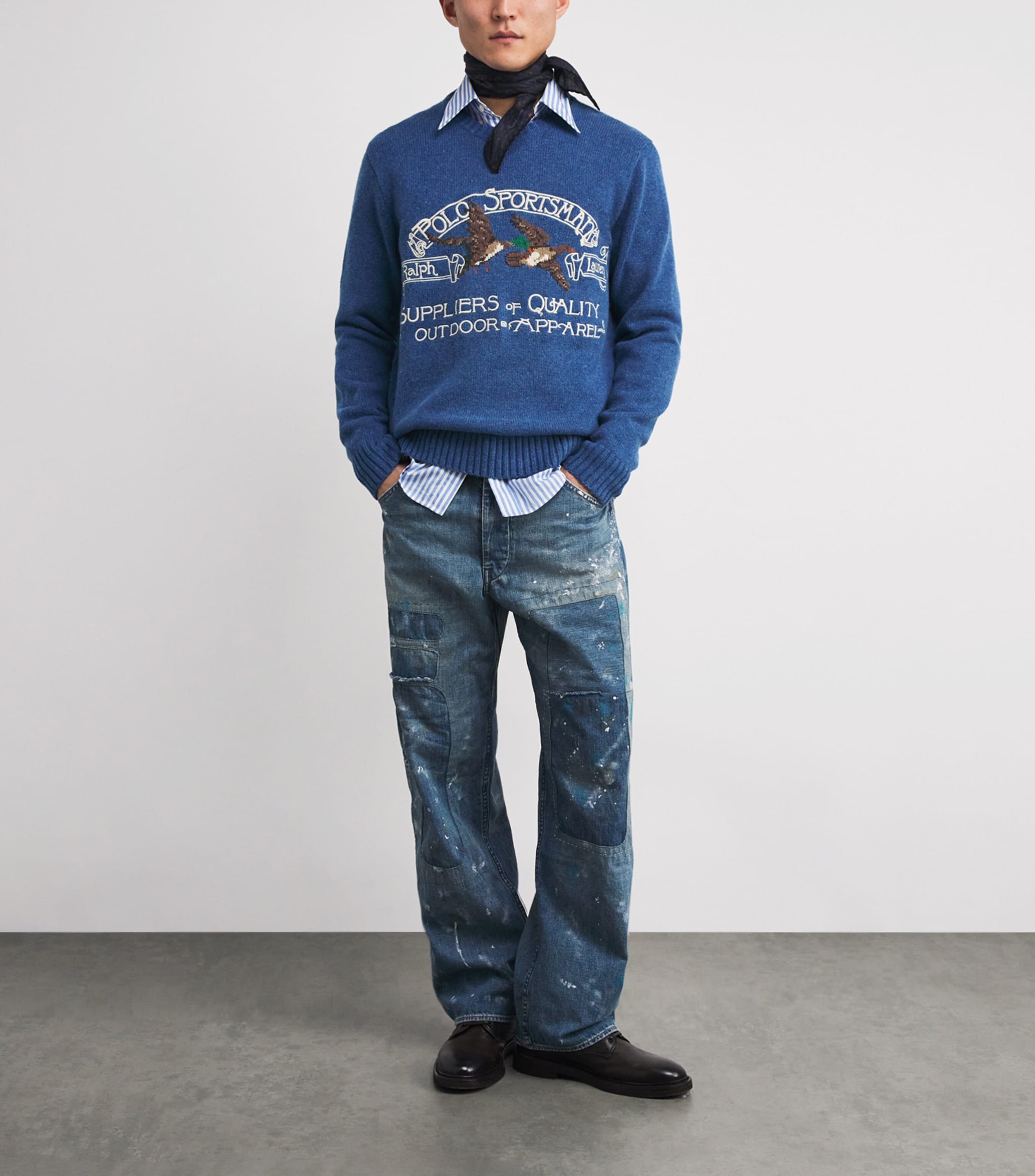 Wool-Cotton Polo Sportsman Sweater BLUE MULTI Image 2