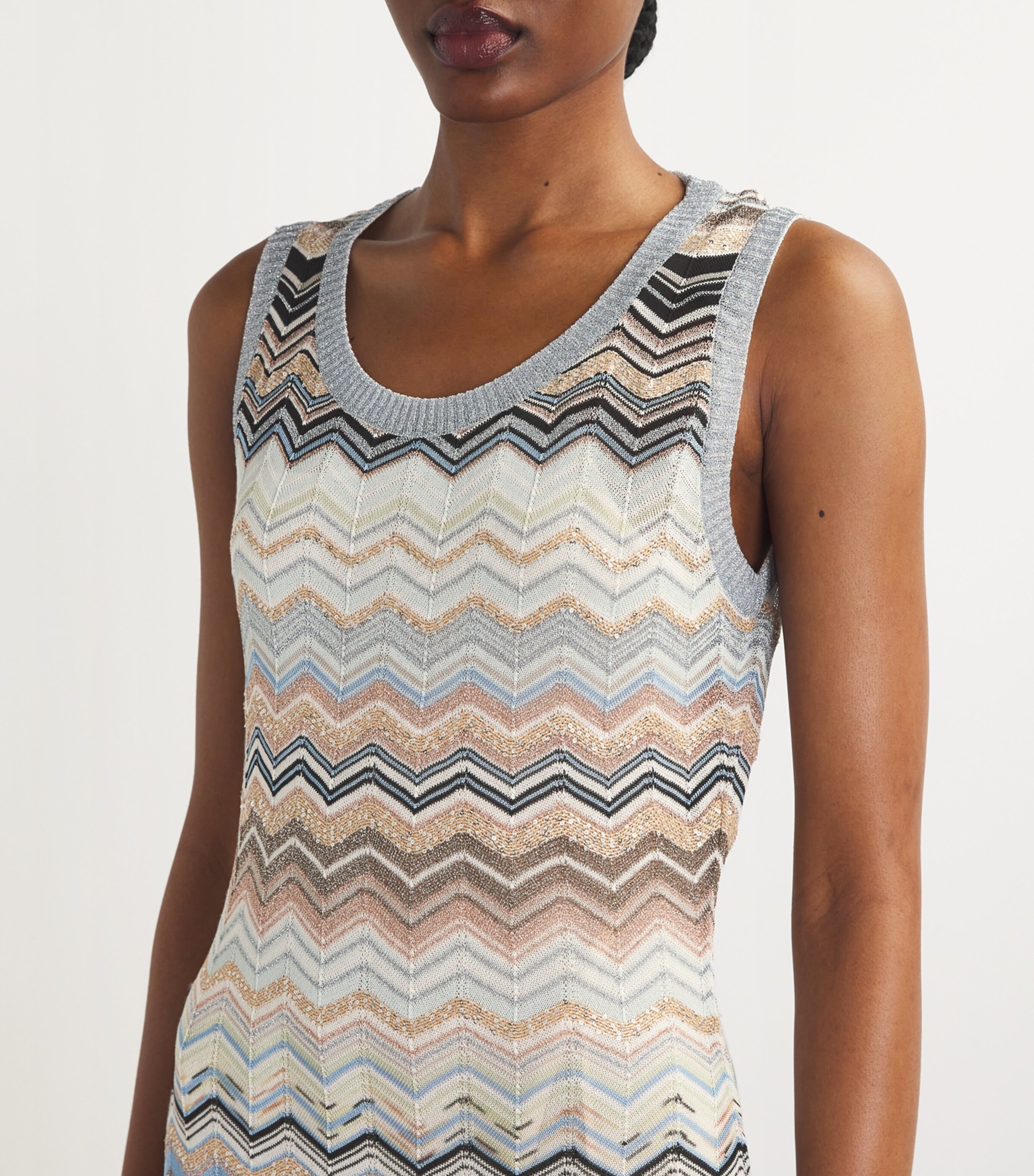 Missoni Womens Chevron-Knit Tank Dress Mult Ltblu/bei Image 6
