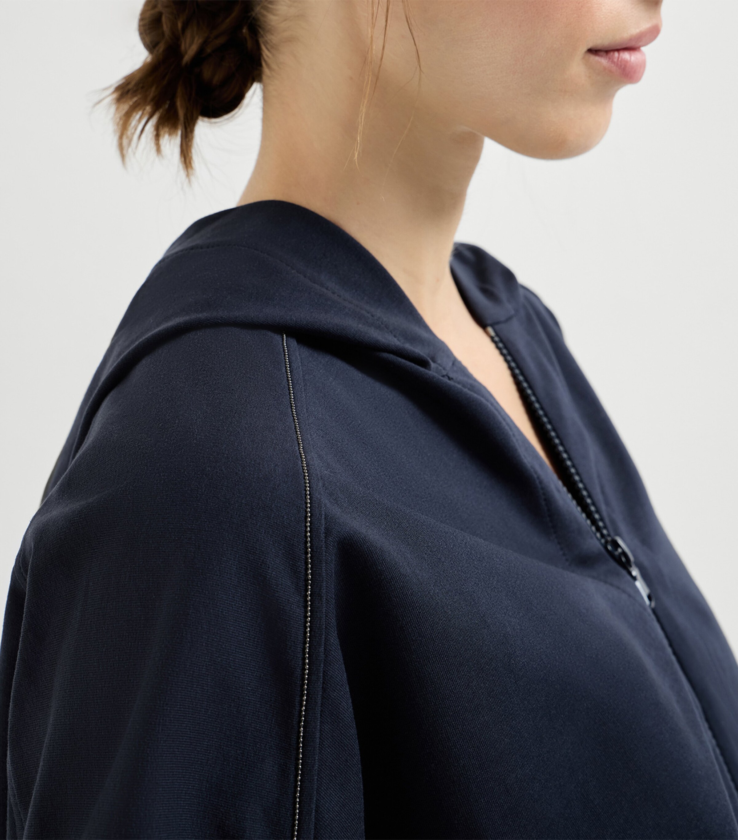 Brunello Cucinelli Womens Stretch-Cotton Embellished Hoodie Image 6