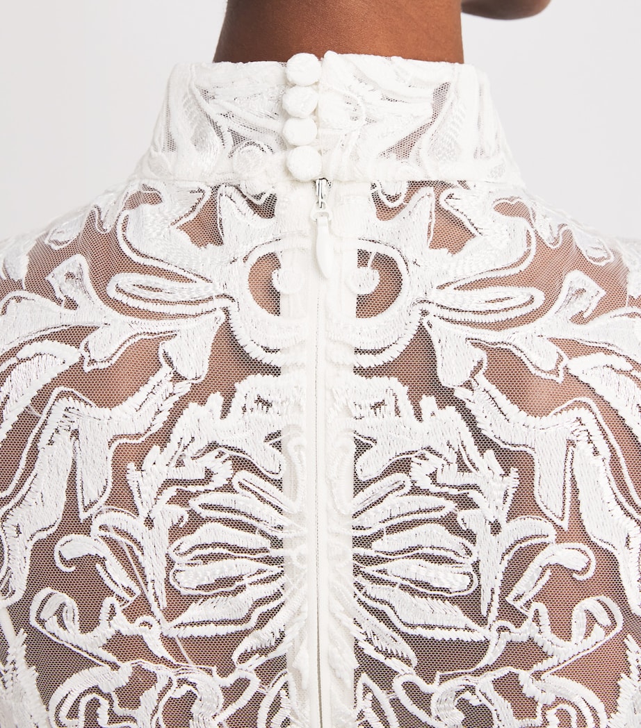Tulle Embroidered High-Neck Gown 111001 WHTE ALYSSIUM Image 6