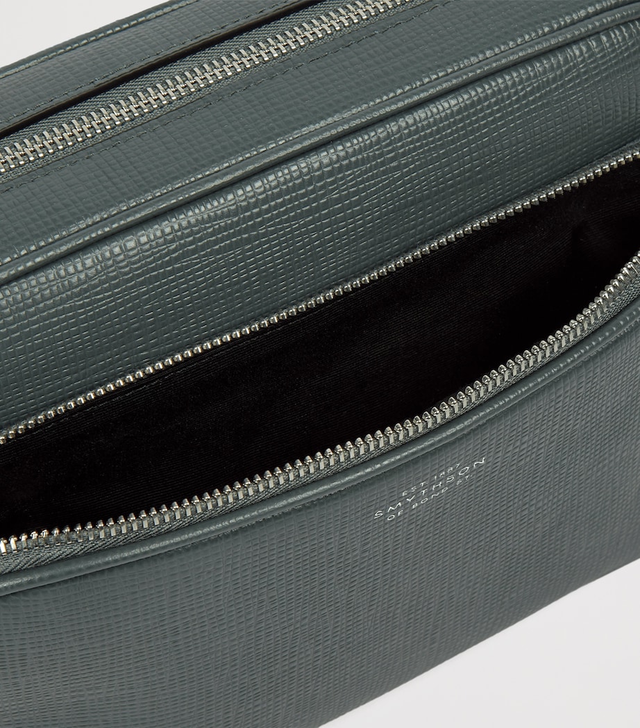 Smythson Leather Panama Cross-Body Bag Slate Green Image 7