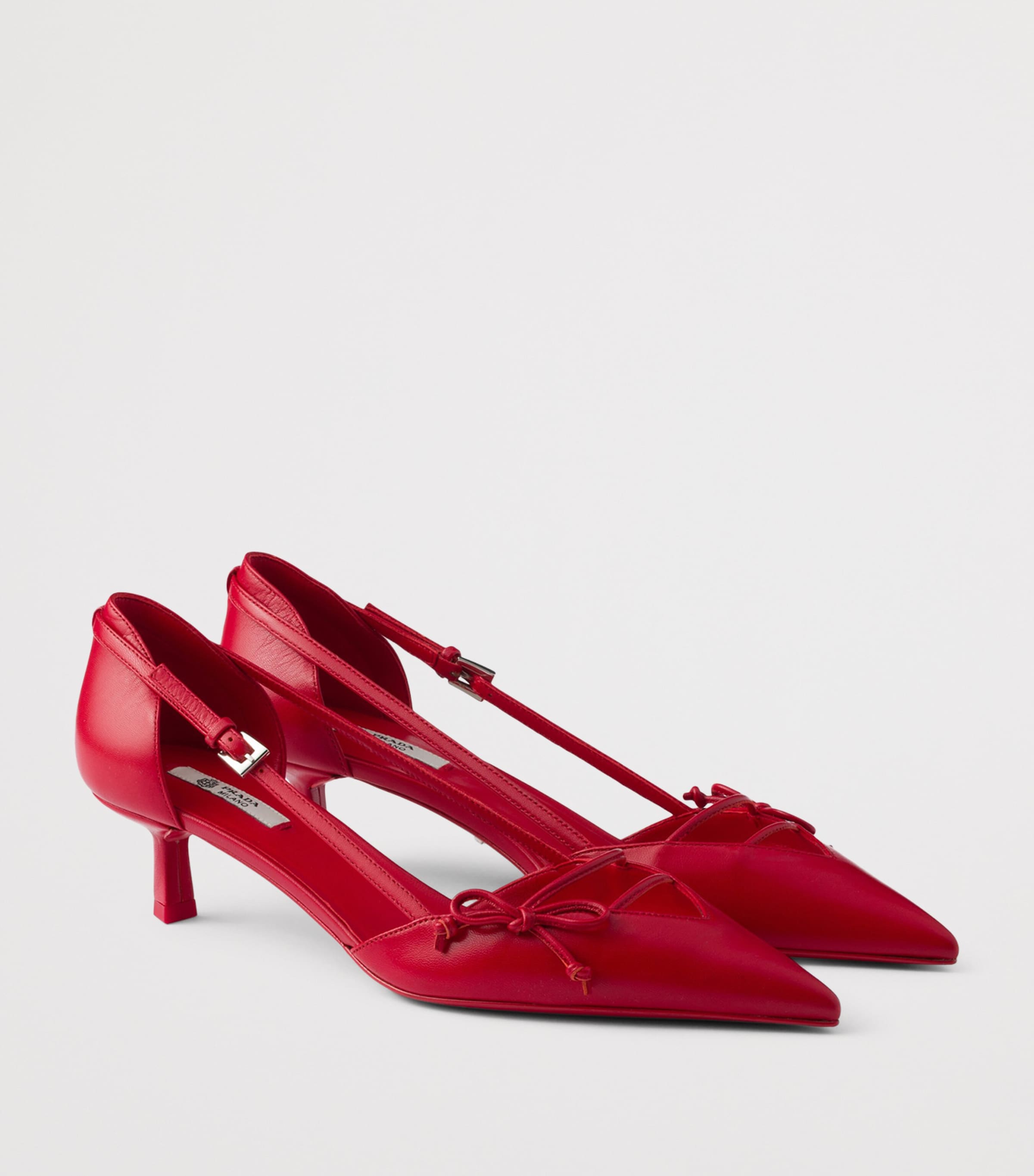 Prada Leather Open-Side Pumps 45 Red Image 3