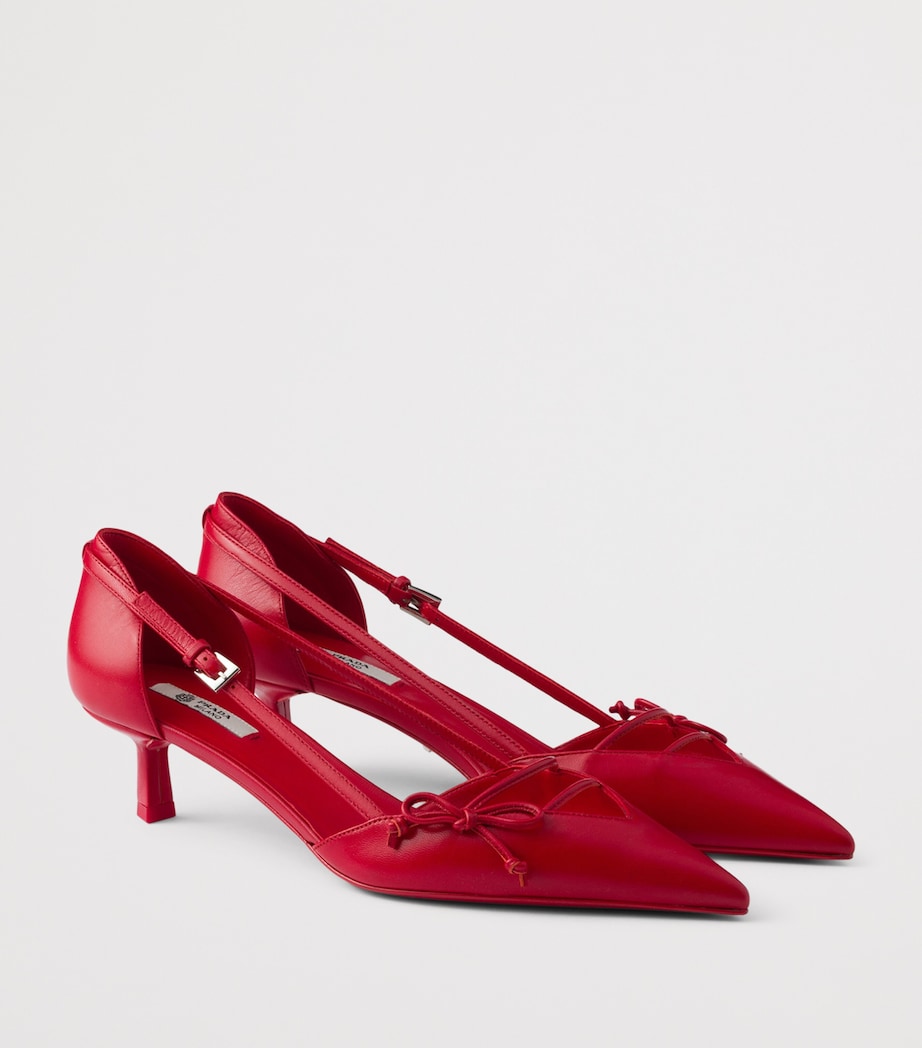 Prada Leather Open-Side Pumps 45 Red Image 3