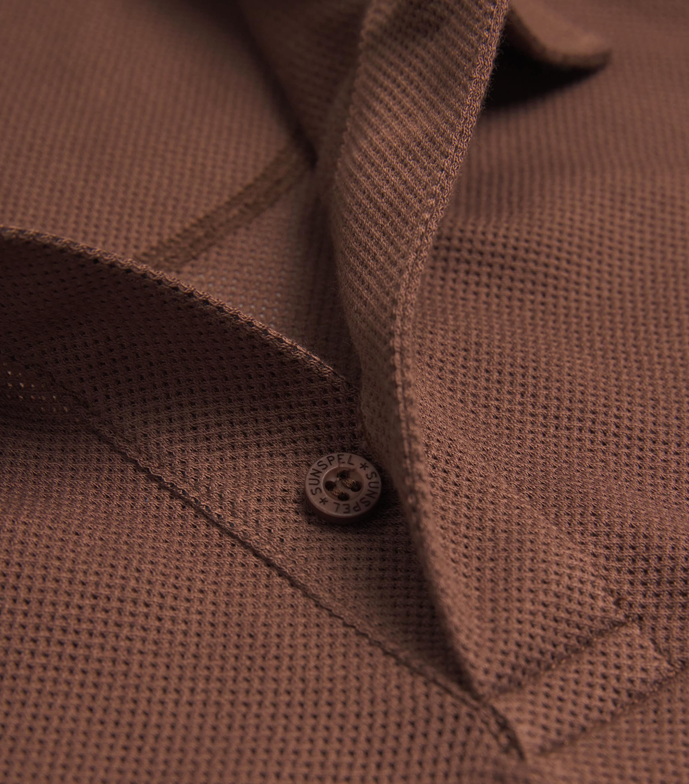 Sunspel Mens Supima Cotton Riviera Polo Shirt Chesnut Image 6